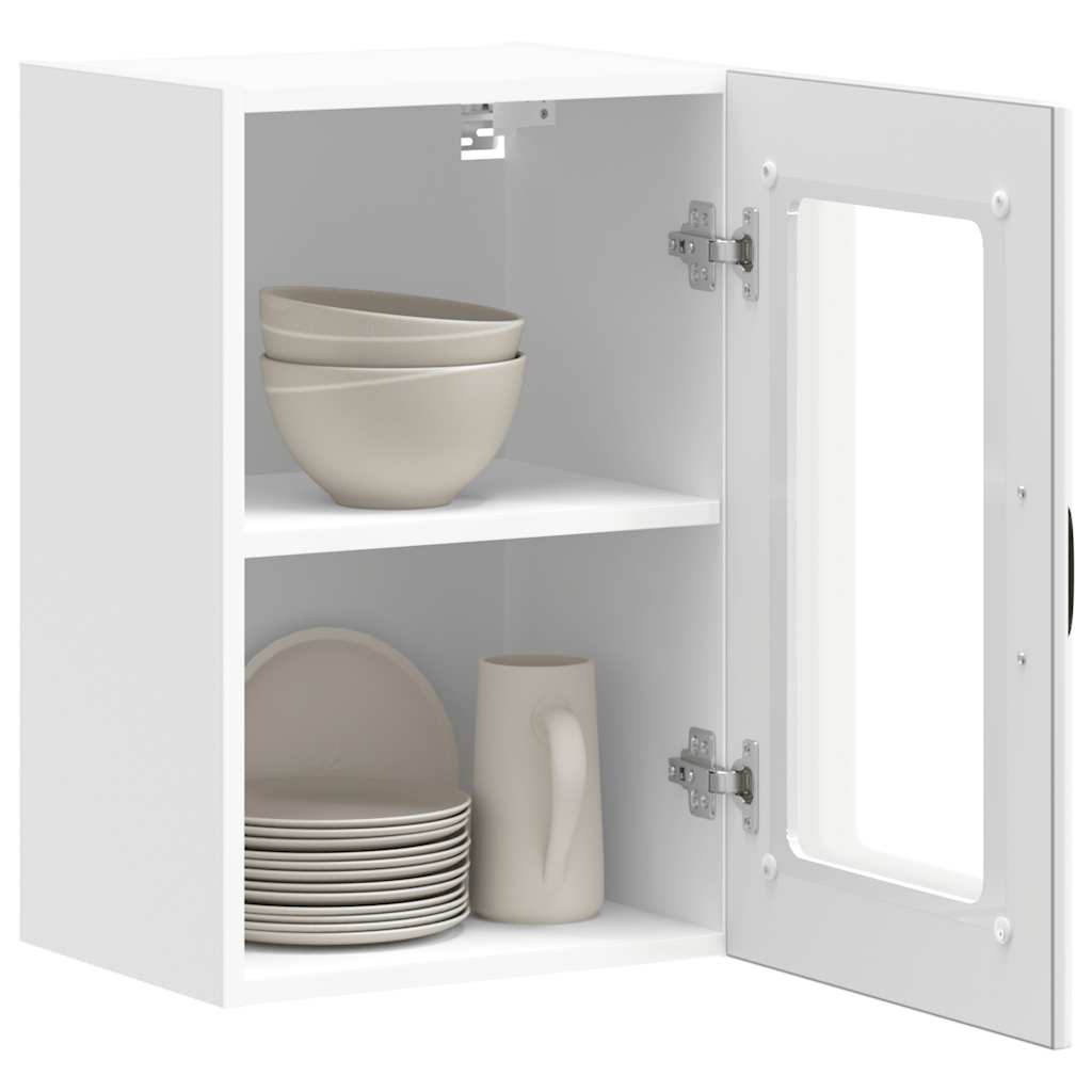 Kitchen Wall Cabinet with Glass Door Lucca White