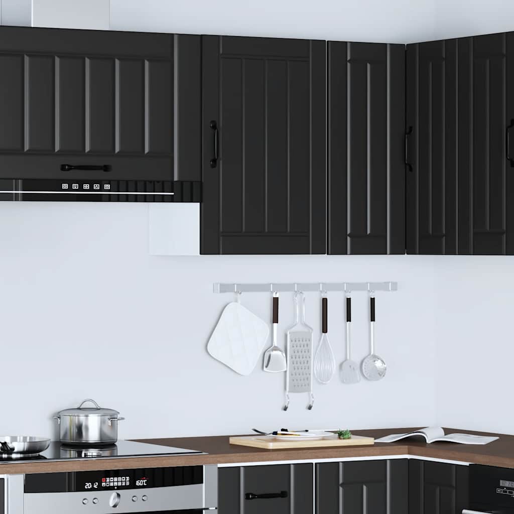 Kitchen Wall Cabinet "Lucca" Black Engineered Wood