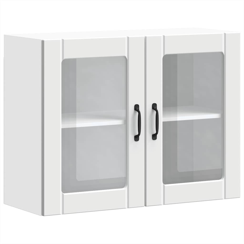 Kitchen Wall Cabinet with Glass Door Lucca White Engineered Wood