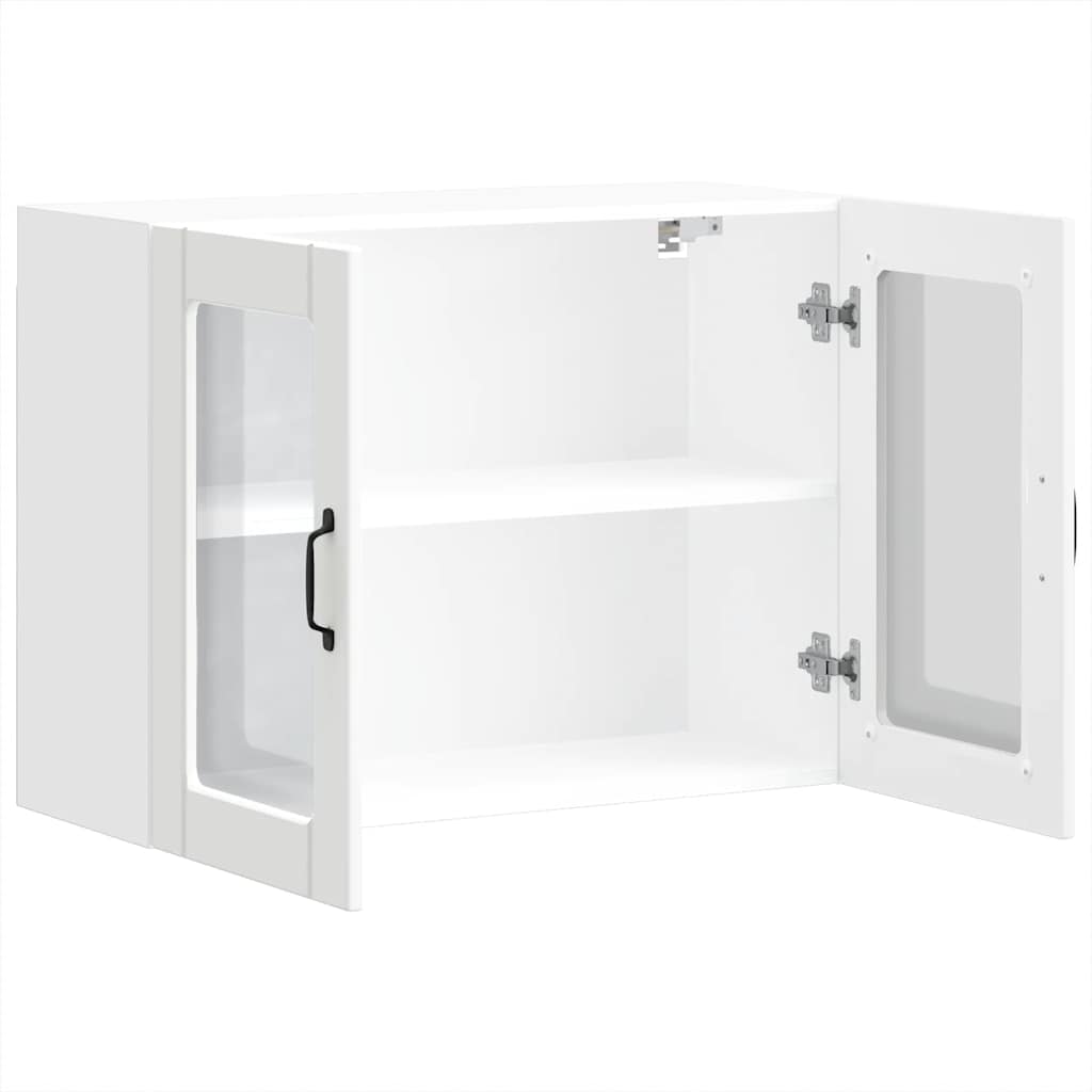 Kitchen Wall Cabinet with Glass Door Lucca White Engineered Wood