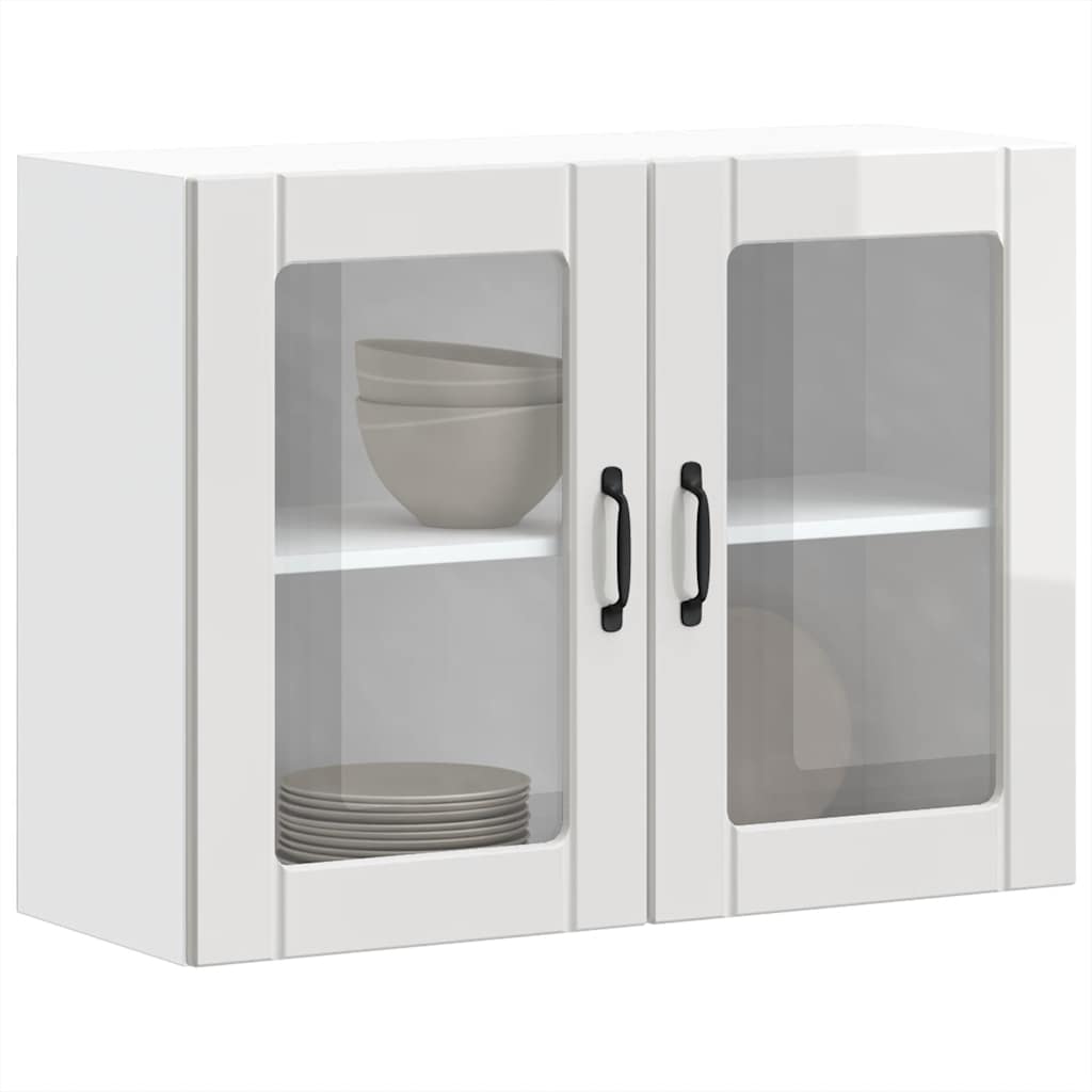 Kitchen Wall Cabinet with Glass Door "Lucca" High Gloss White Engineered Wood