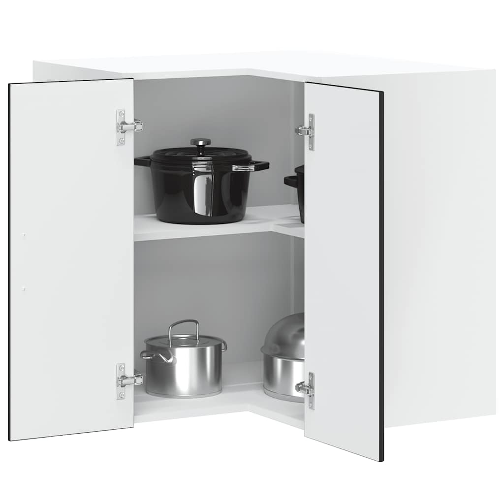 Kitchen Wall Corner Cabinet "Lucca" Black Engineered Wood