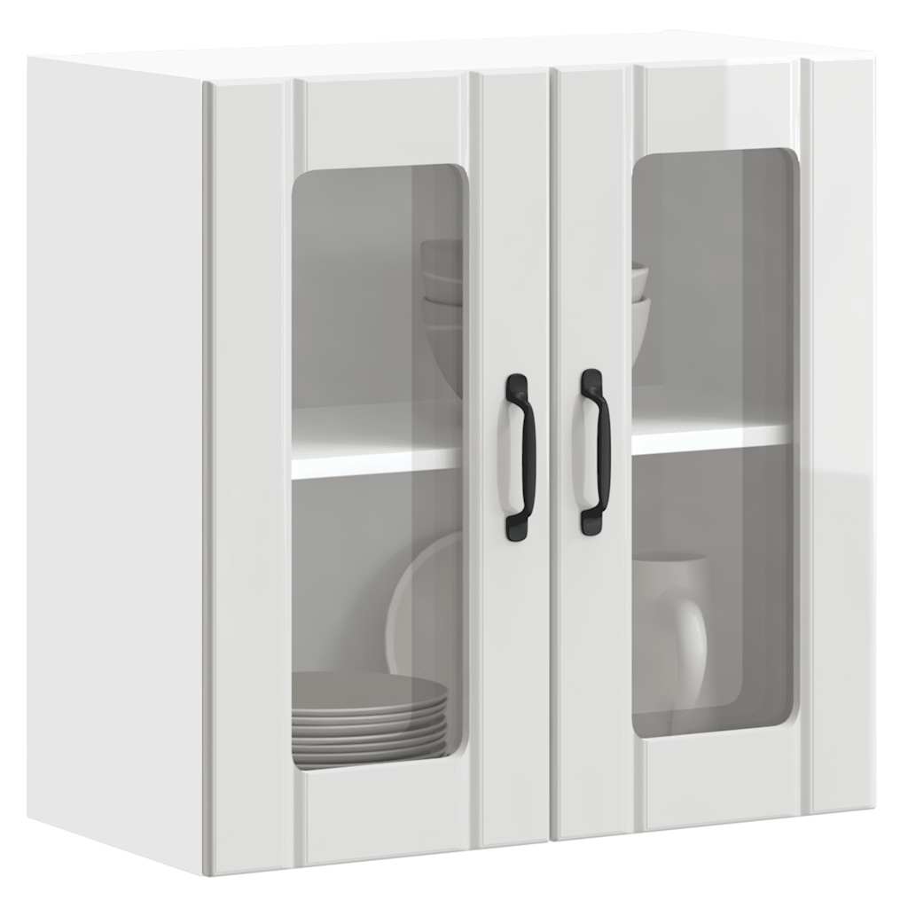 Kitchen Wall Cabinet with Glass Door "Lucca" High Gloss White Engineered Wood