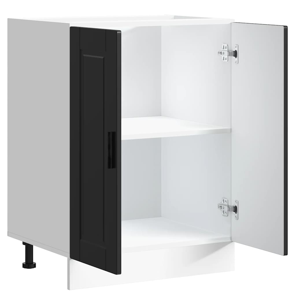 Kitchen Base Cabinet "Porto" Black Engineered Wood