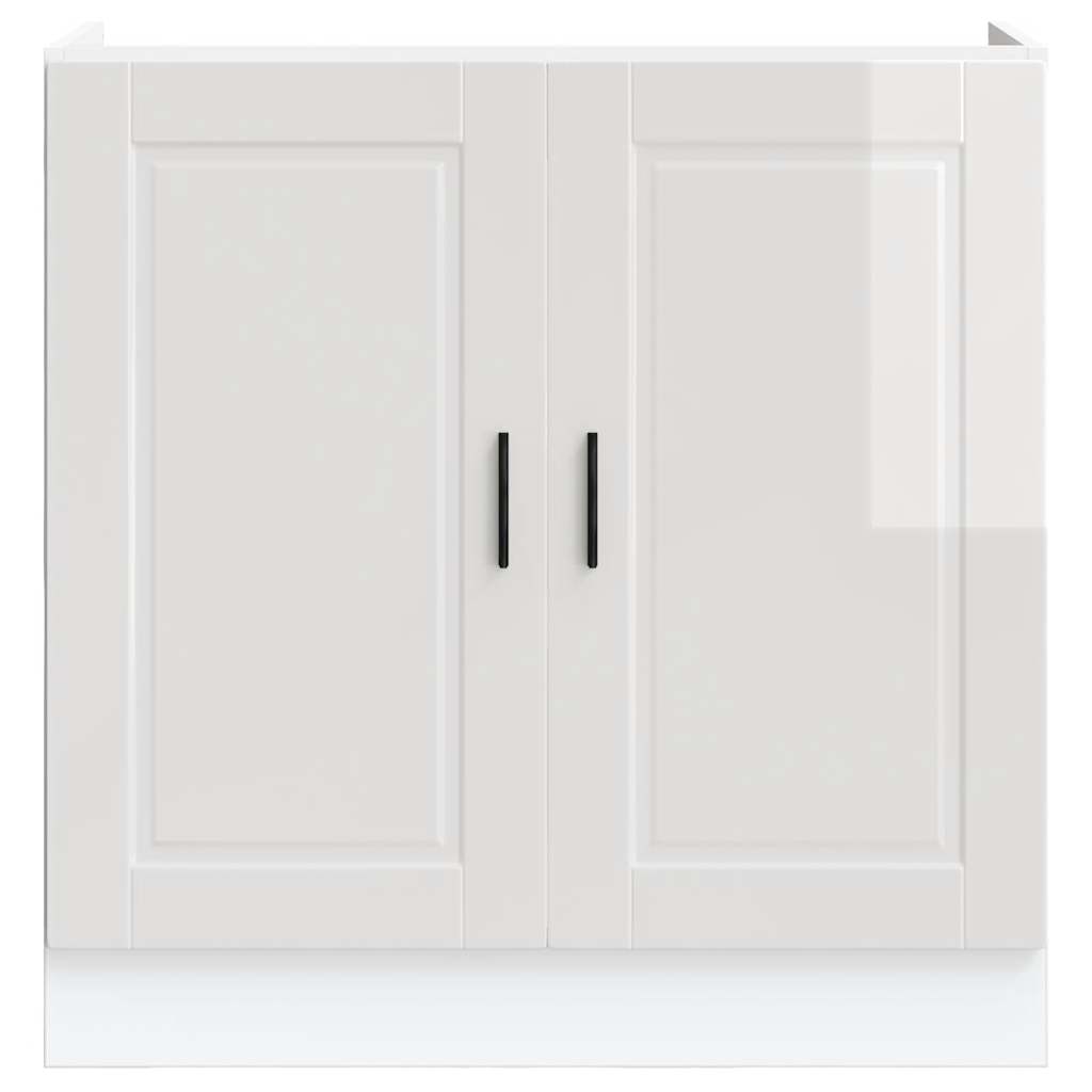Sink Base Cabinet "Porto" High Gloss White 80x46x81,5 cm Engineered Wood