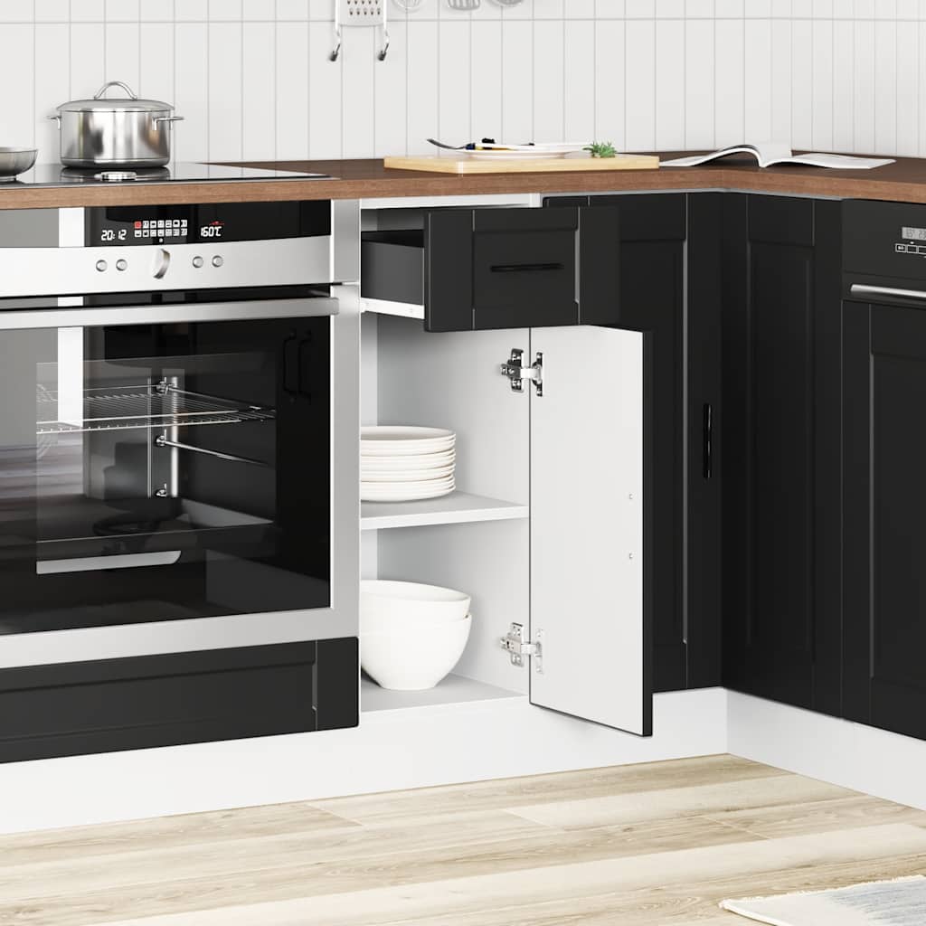 Kitchen Base Cabinet "Porto" Black Engineered Wood