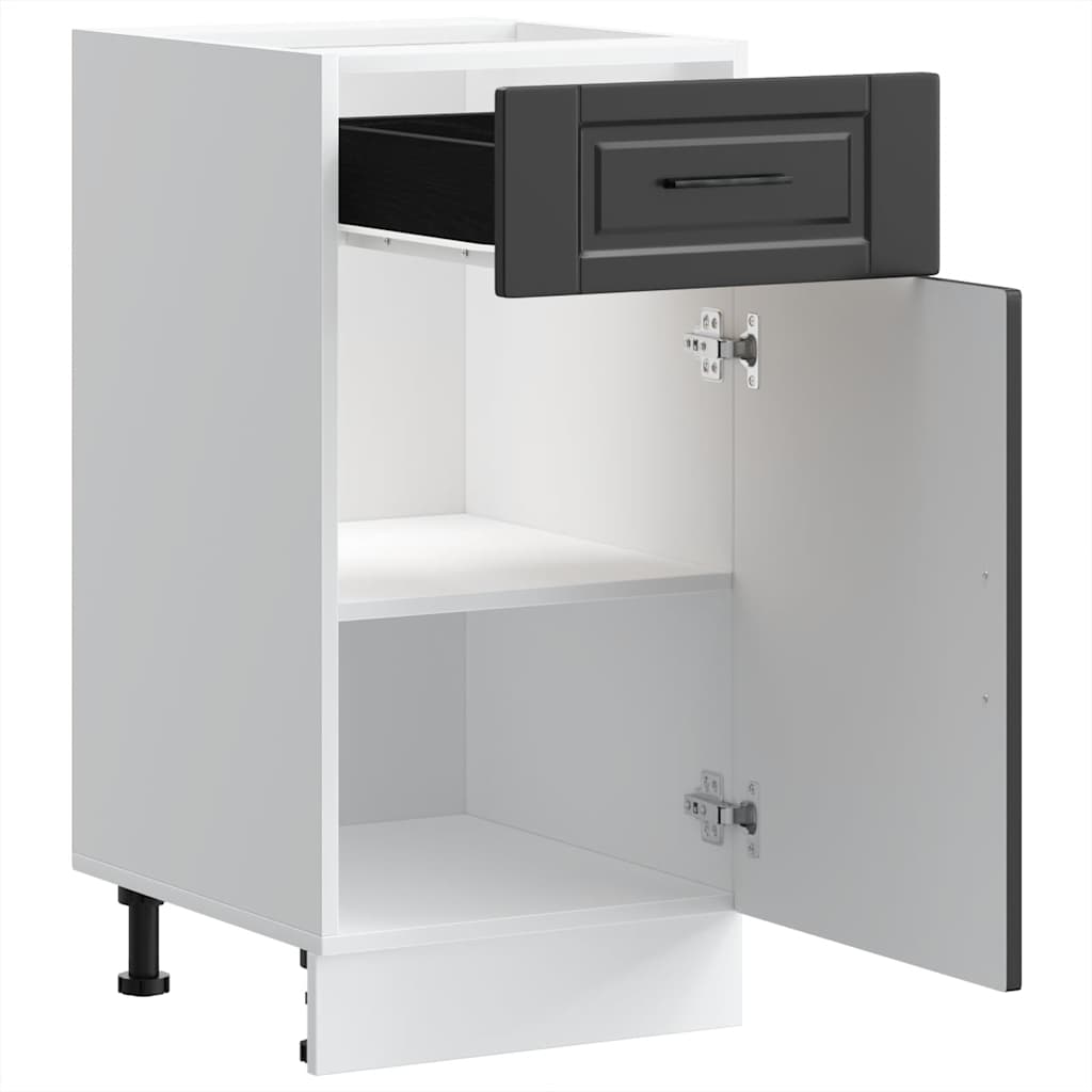 Kitchen Base Cabinet "Porto" Black Engineered Wood