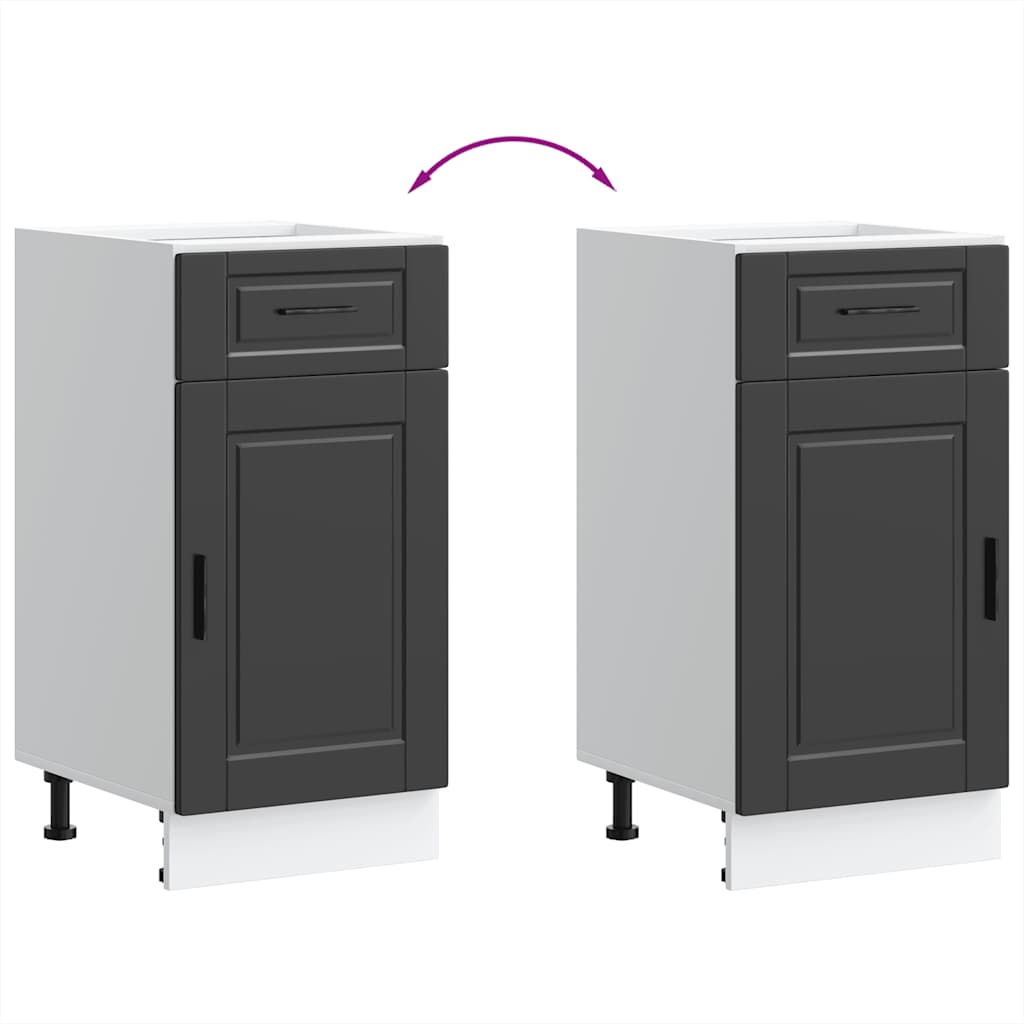 Kitchen Base Cabinet "Porto" Black Engineered Wood