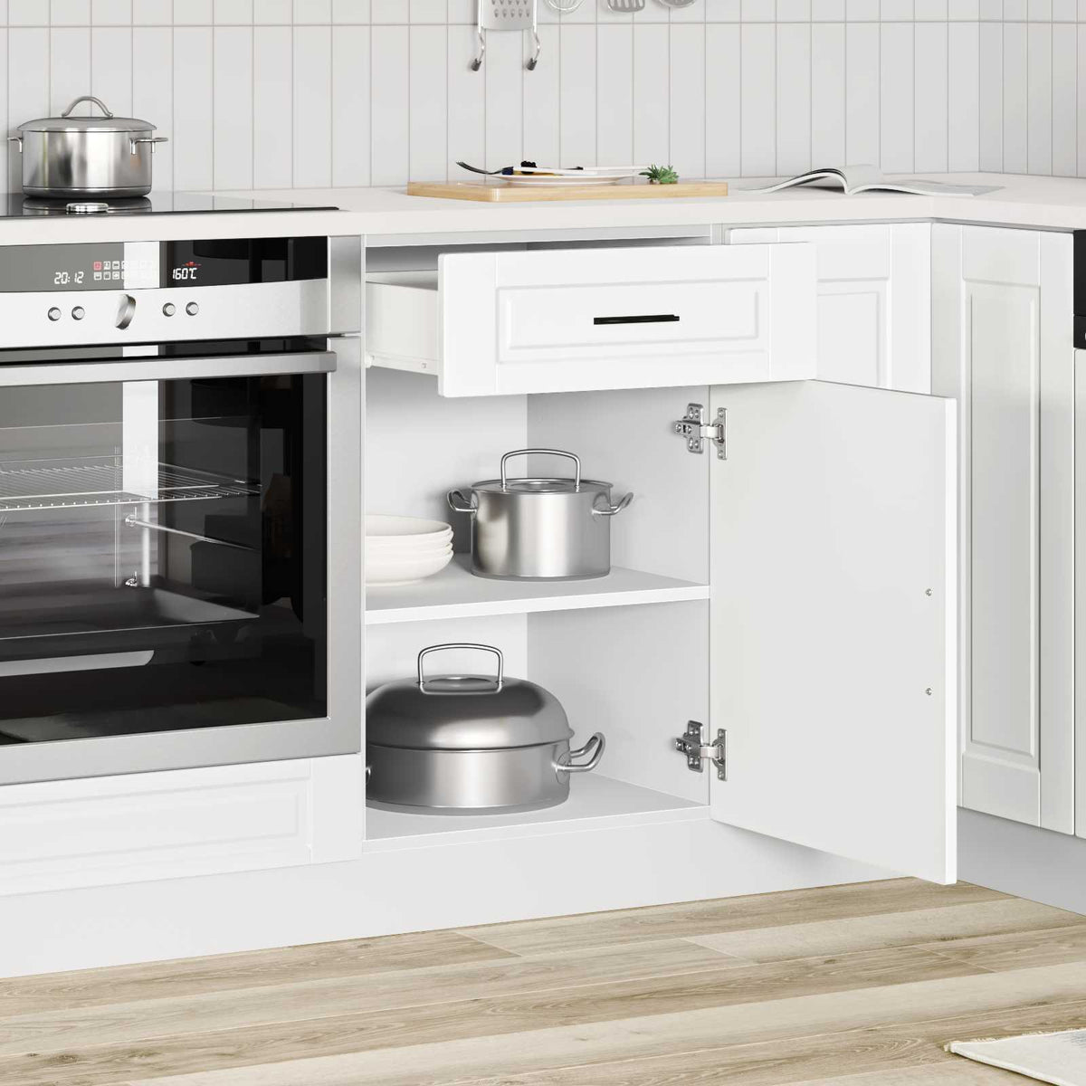 Kitchen Base Cabinet Porto White Engineered Wood