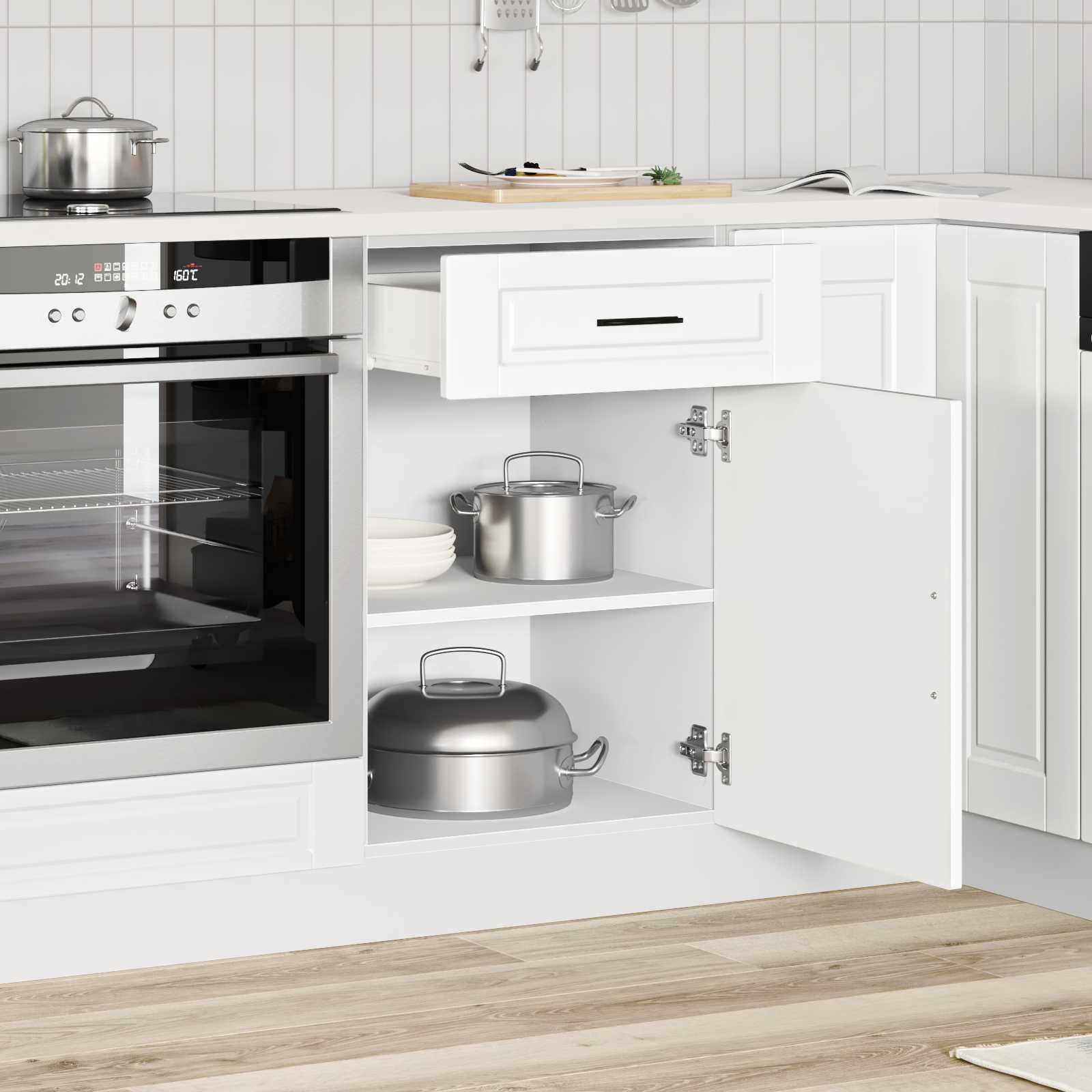 Kitchen Base Cabinet Porto White Engineered Wood