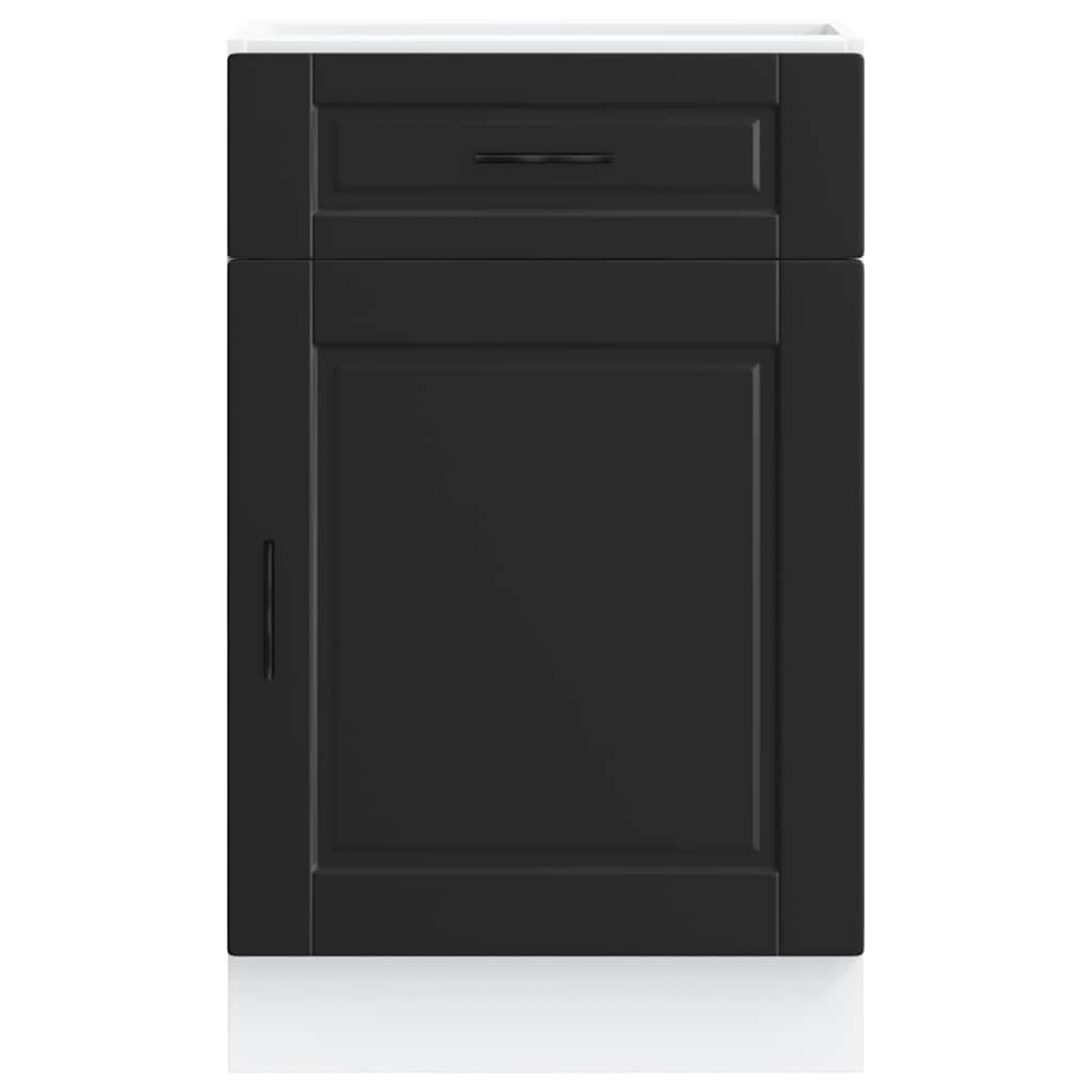 Kitchen Base Cabinet "Porto" Black Engineered Wood