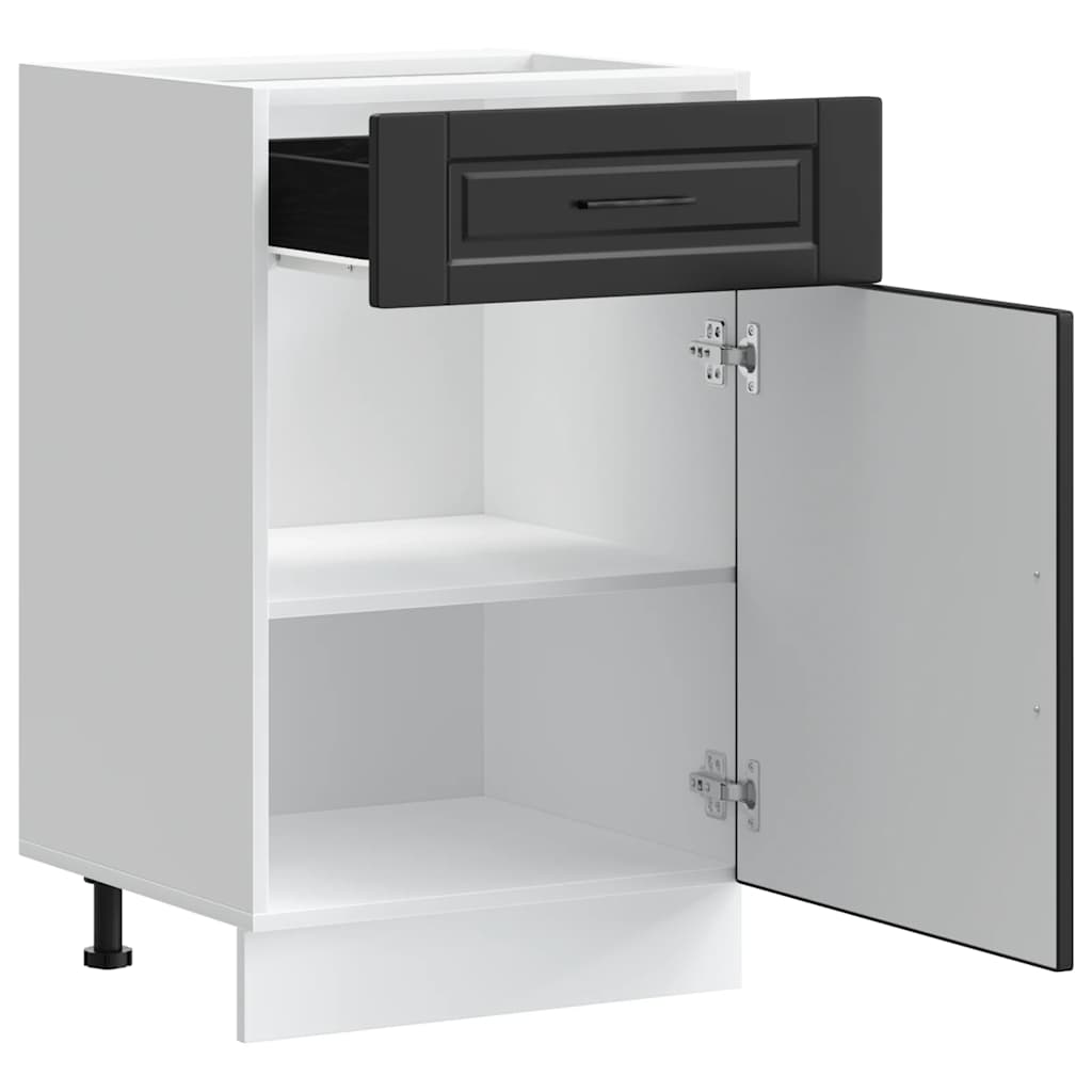 Kitchen Base Cabinet "Porto" Black Engineered Wood
