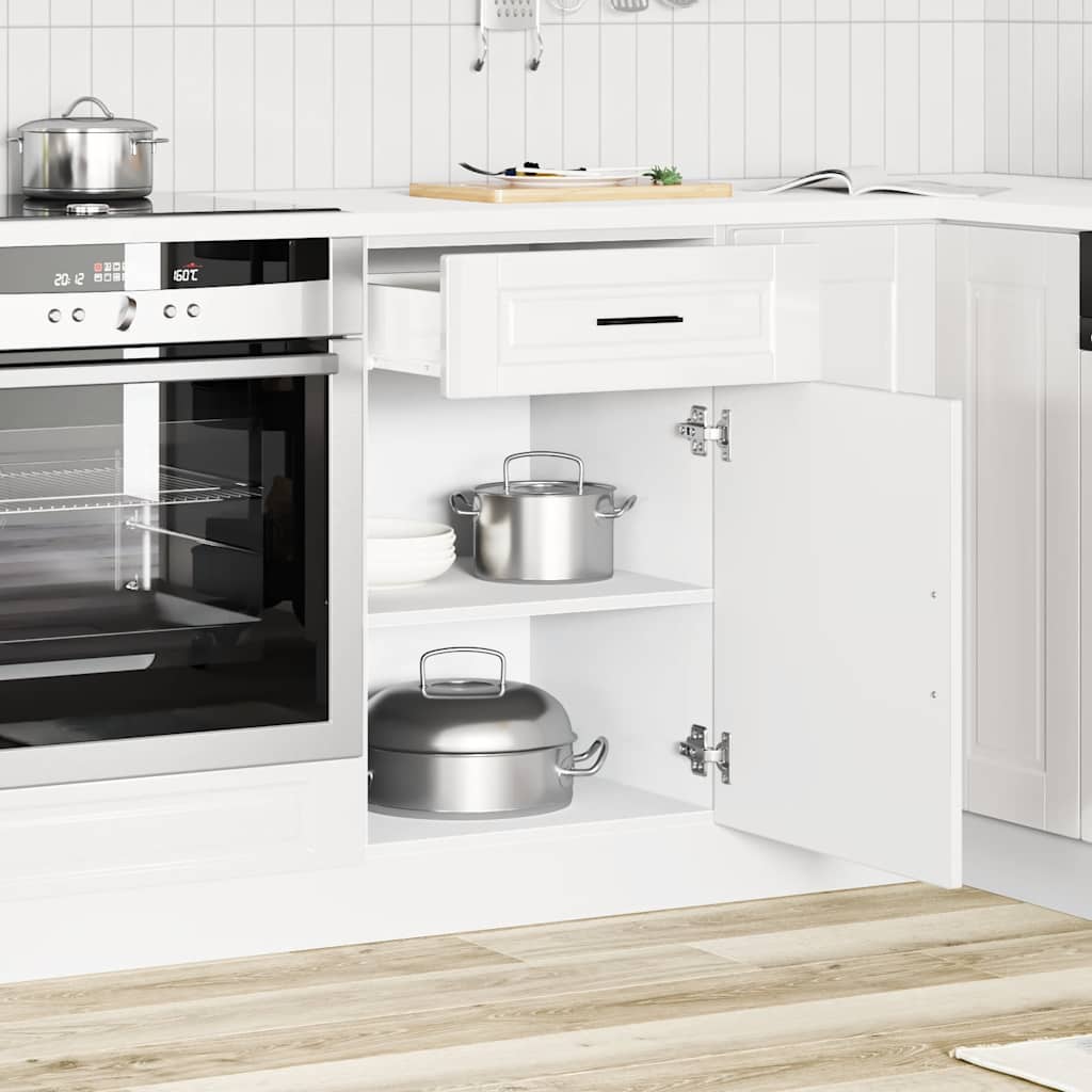 Kitchen Base Cabinet "Porto" High Gloss White Engineered Wood