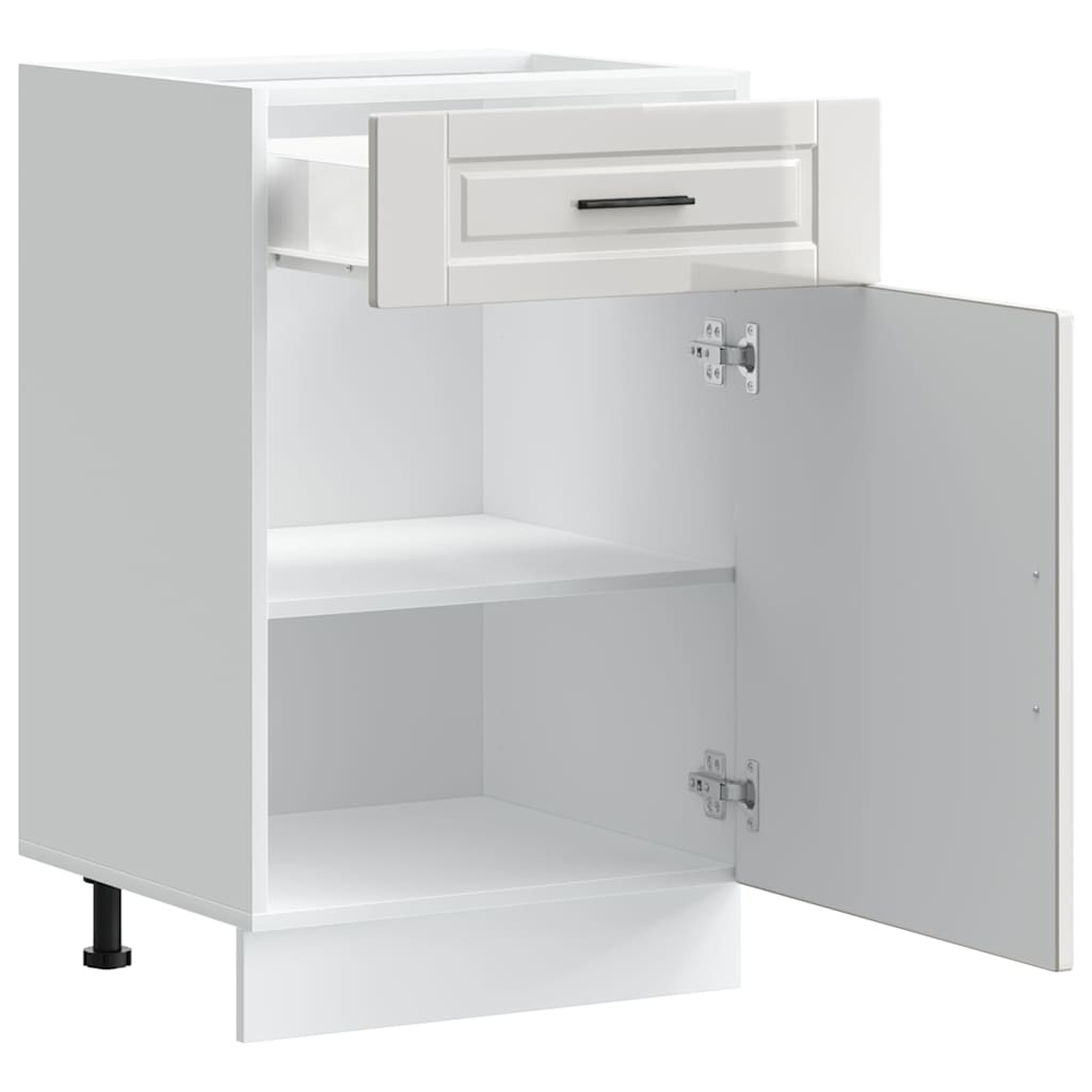 Kitchen Base Cabinet "Porto" High Gloss White Engineered Wood