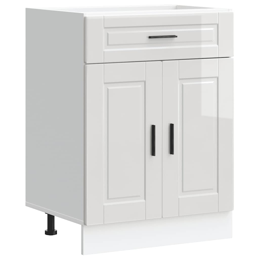 Kitchen Base Cabinet "Porto" High Gloss White Engineered Wood
