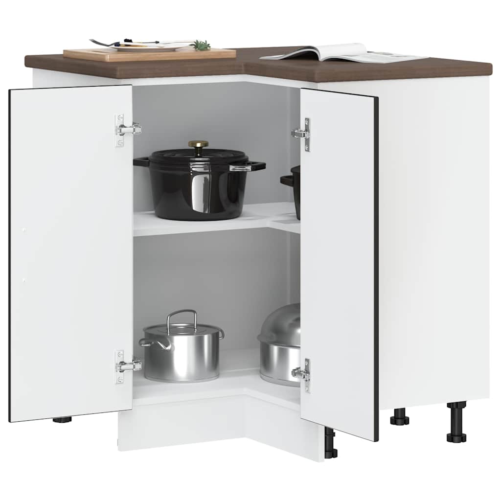 Kitchen Corner Base Cabinet "Porto" Black Engineered Wood