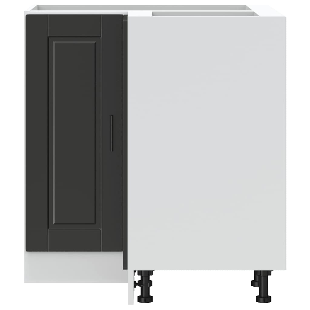 Kitchen Corner Base Cabinet "Porto" Black Engineered Wood