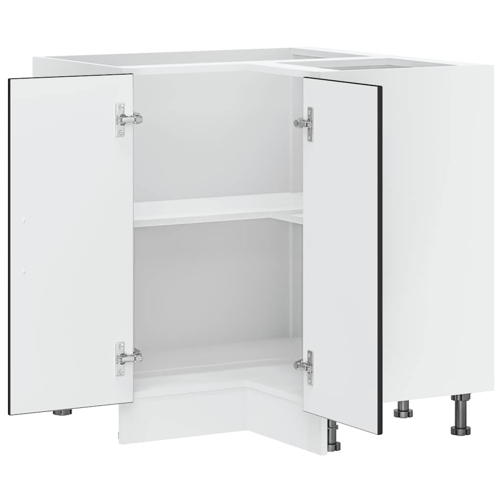 Kitchen Corner Base Cabinet "Porto" Black Engineered Wood