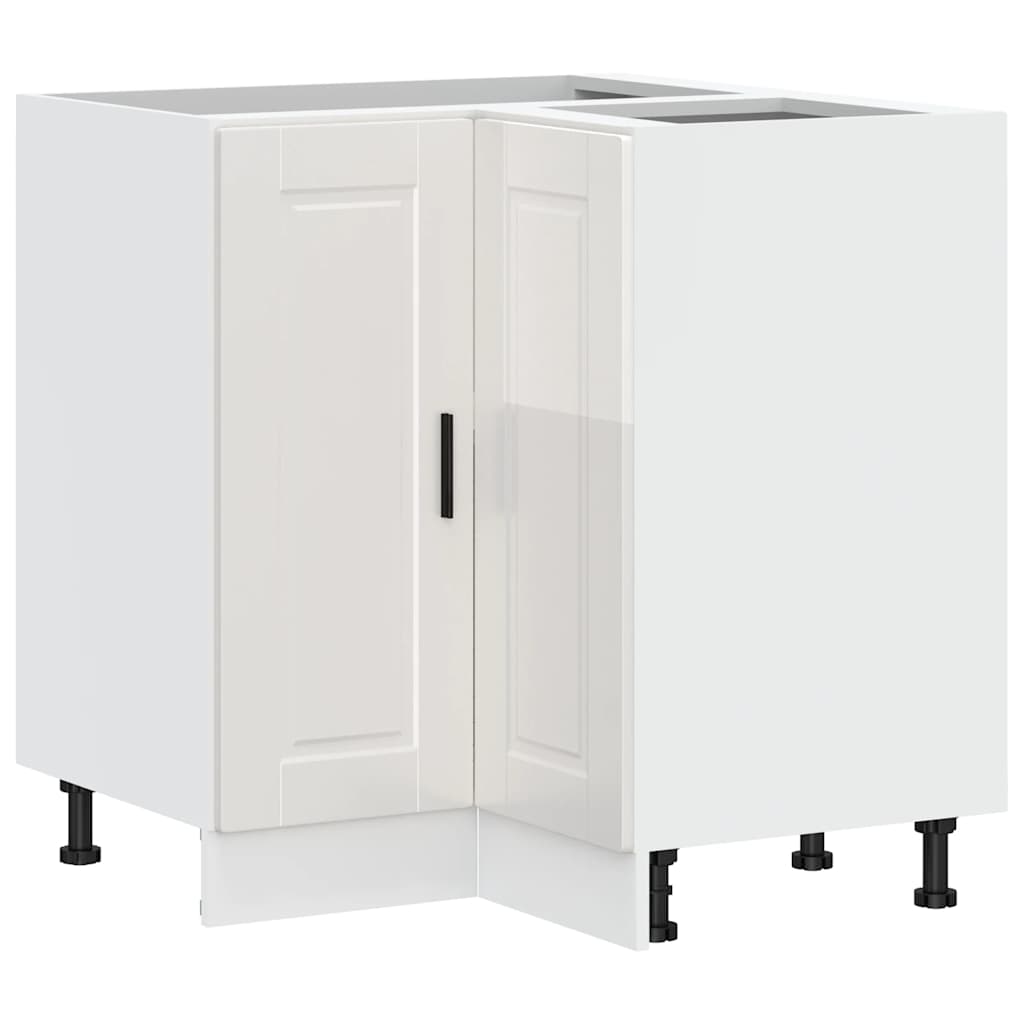 Kitchen Corner Base Cabinet "Porto" High Gloss White Engineered Wood