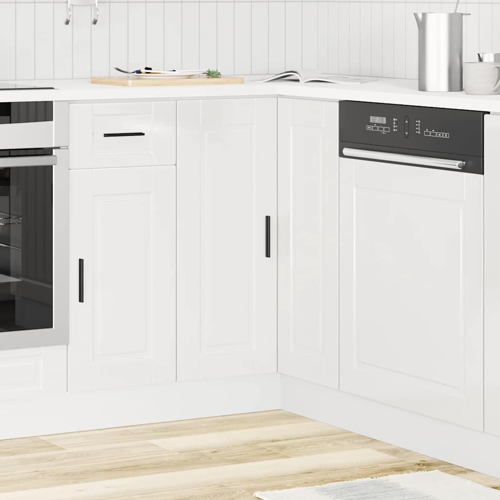 Kitchen Corner Base Cabinet "Porto" High Gloss White Engineered Wood