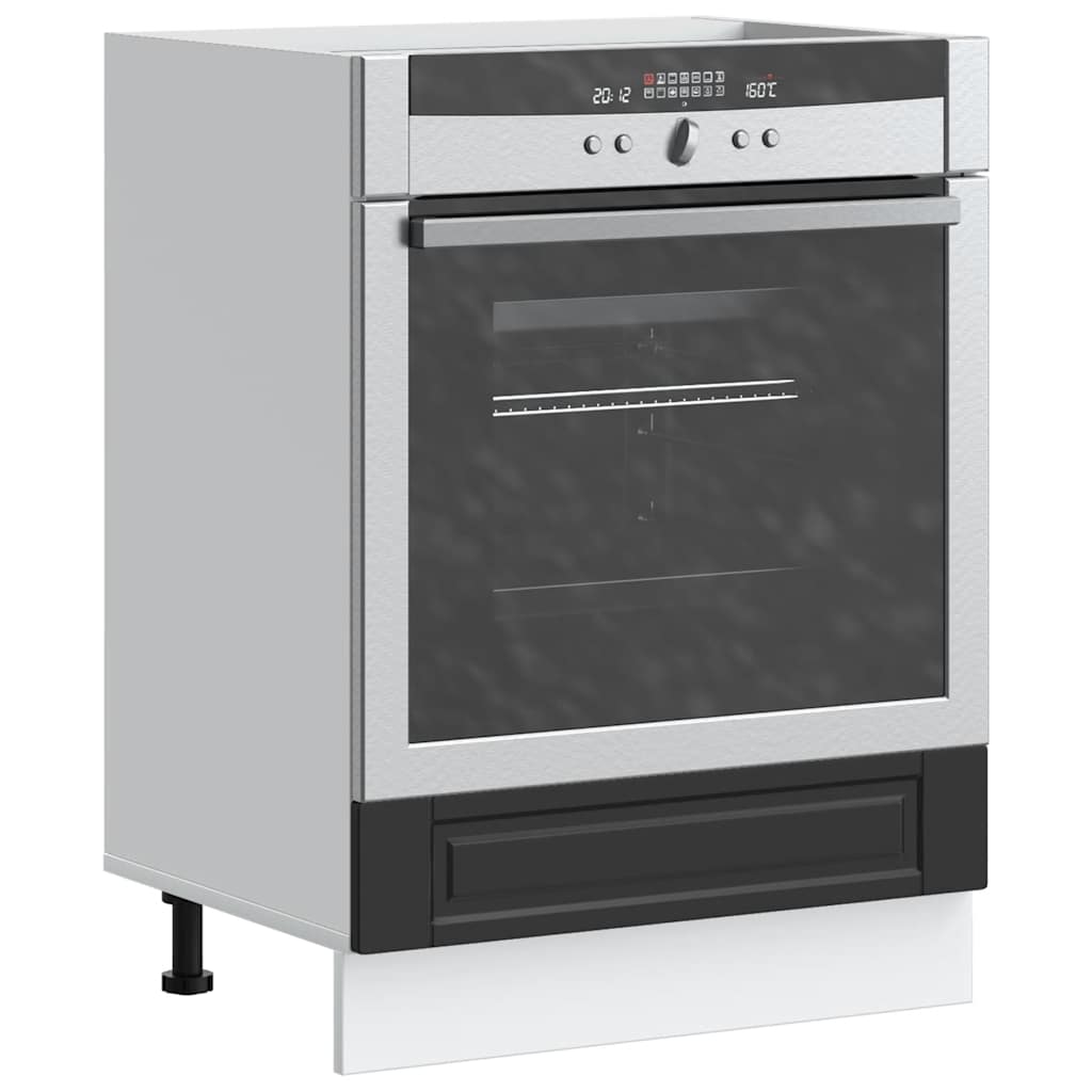 Oven Cabinet "Porto" Black Engineered Wood