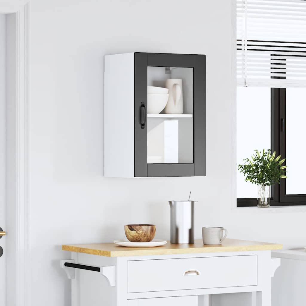Kitchen Wall Cabinet with Glass Door "Porto" Black