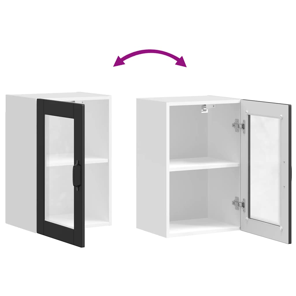 Kitchen Wall Cabinet with Glass Door "Porto" Black