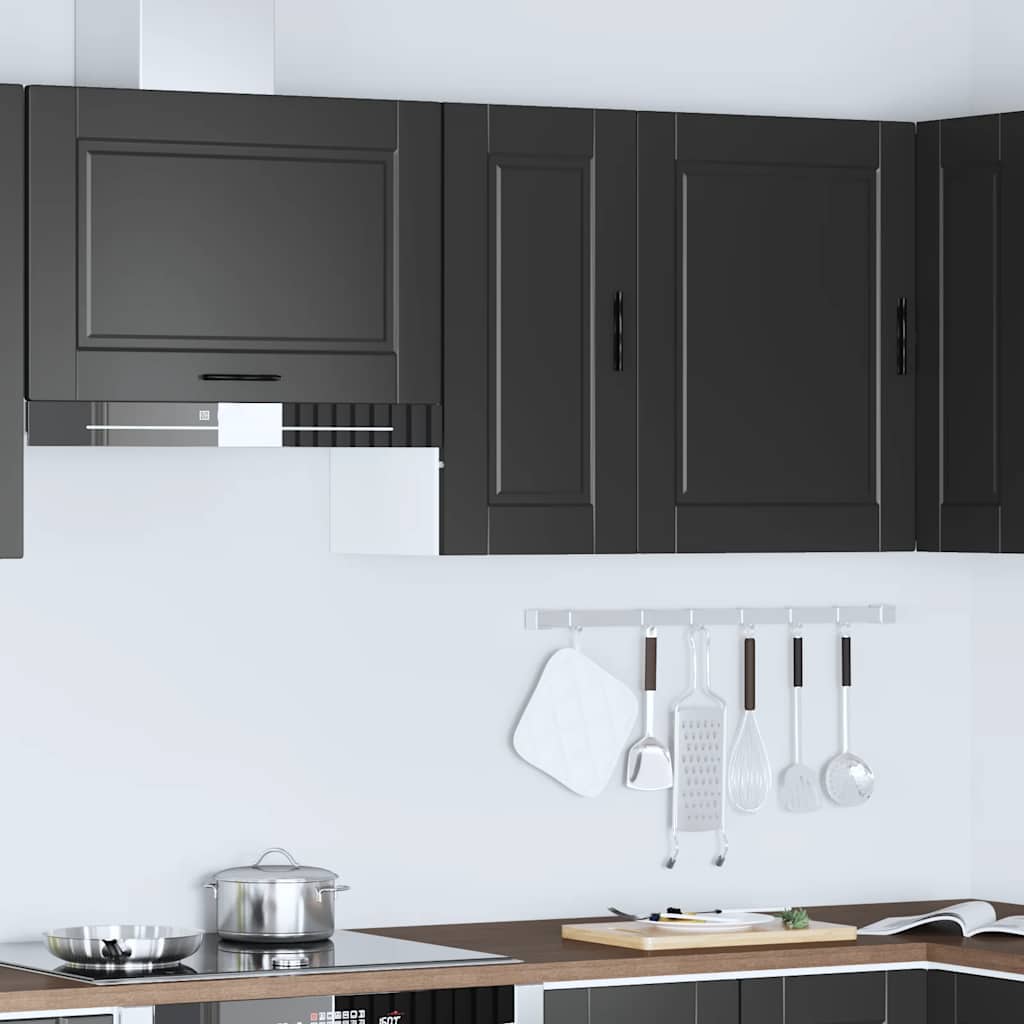 Kitchen Wall Cabinet "Porto" Black Engineered Wood
