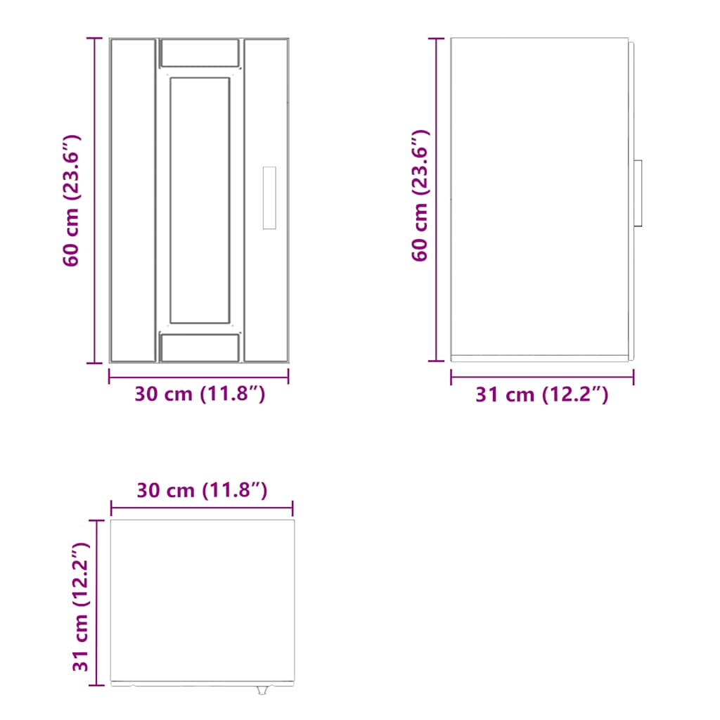 Kitchen Wall Cabinet "Porto" High Gloss White Engineered Wood