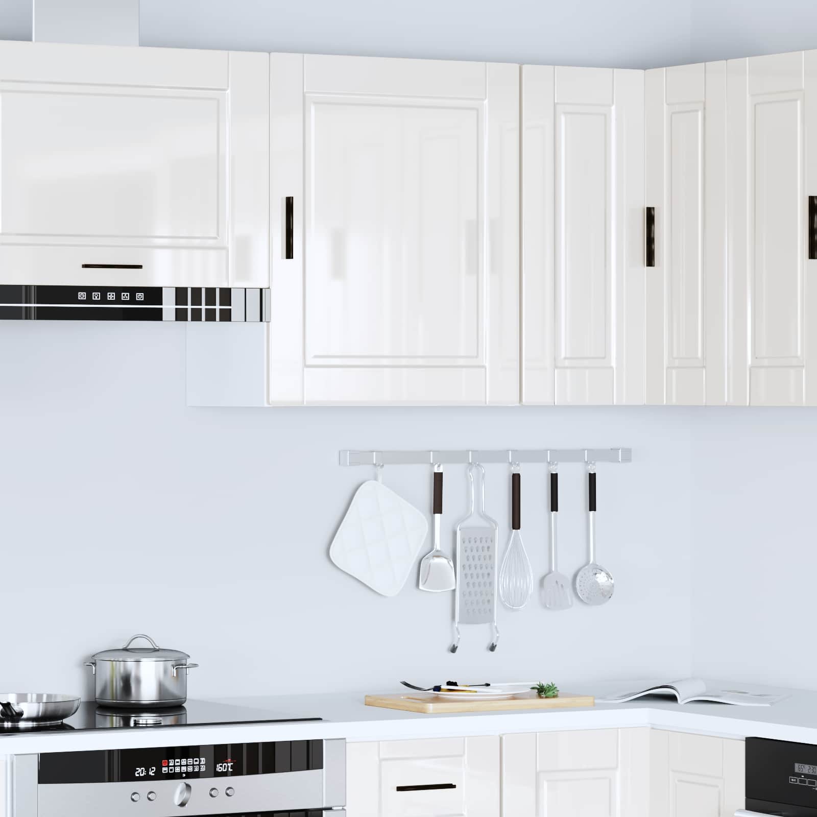 Kitchen Wall Cabinet "Porto" High Gloss White Engineered Wood