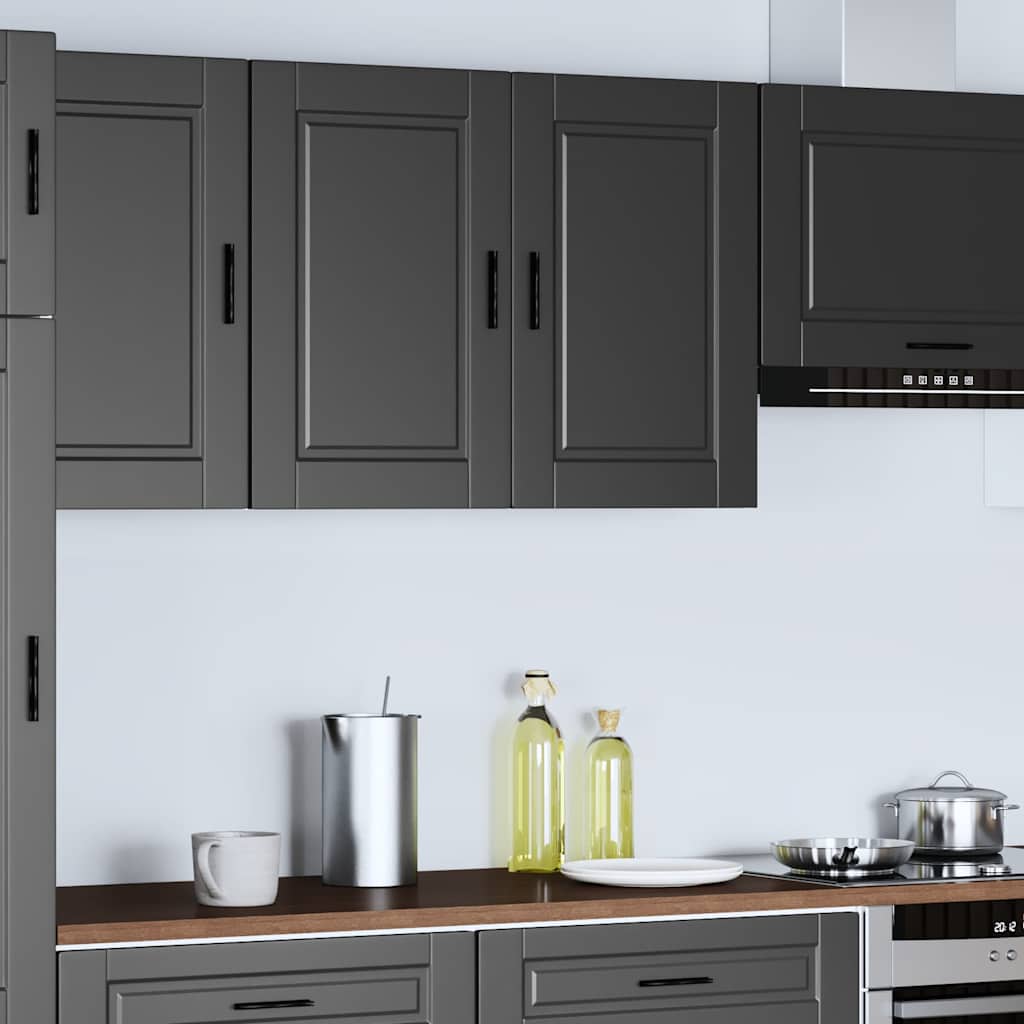 Kitchen Wall Cabinet "Porto" Black Engineered Wood