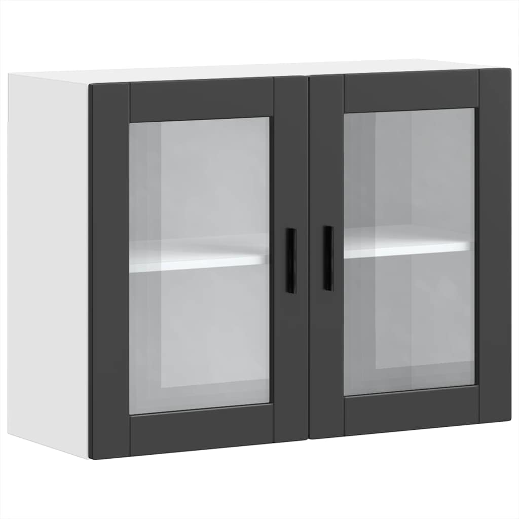 Kitchen Wall Cabinet with Glass Door "Porto" Black