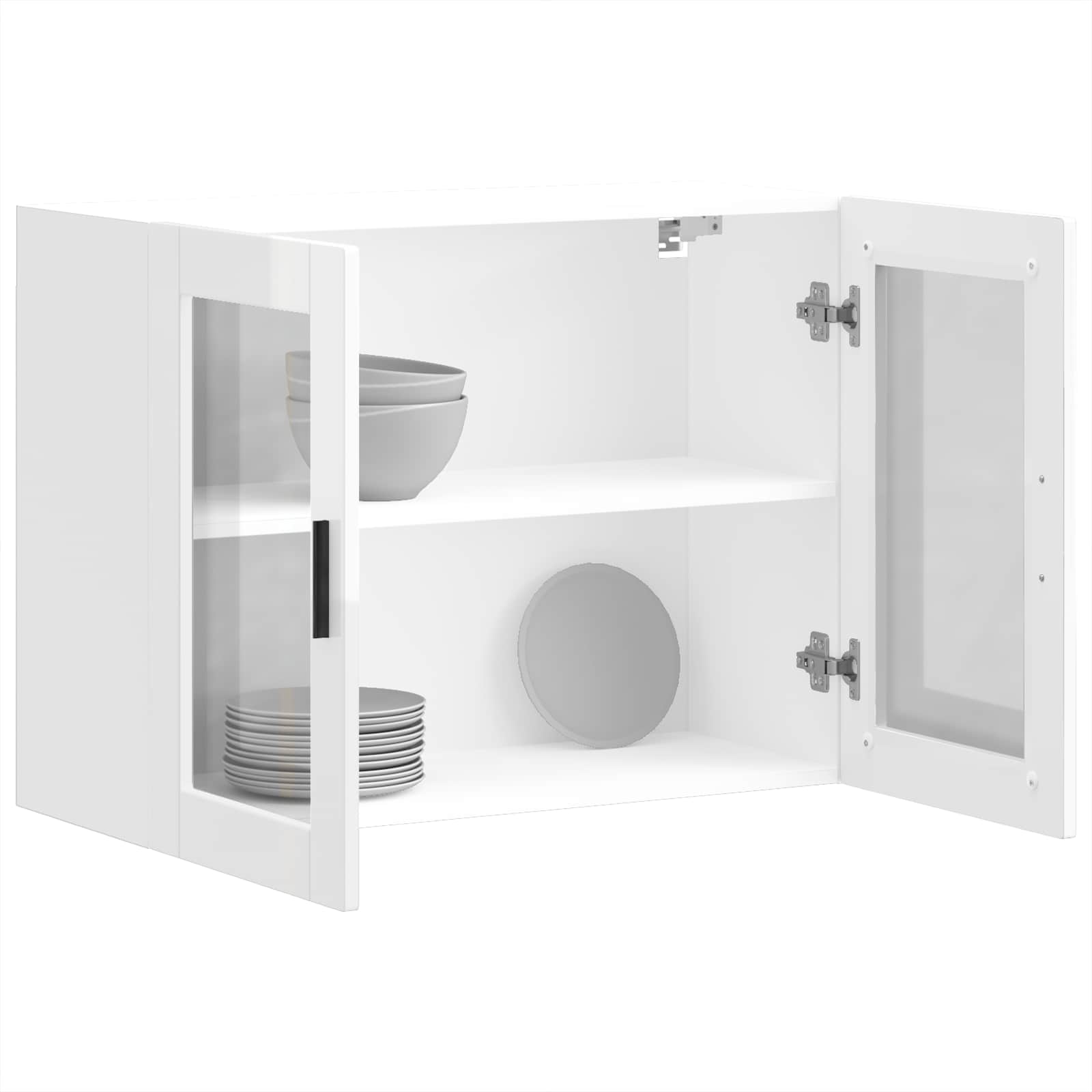 Kitchen Wall Cabinet with Glass Door "Porto" High Gloss White