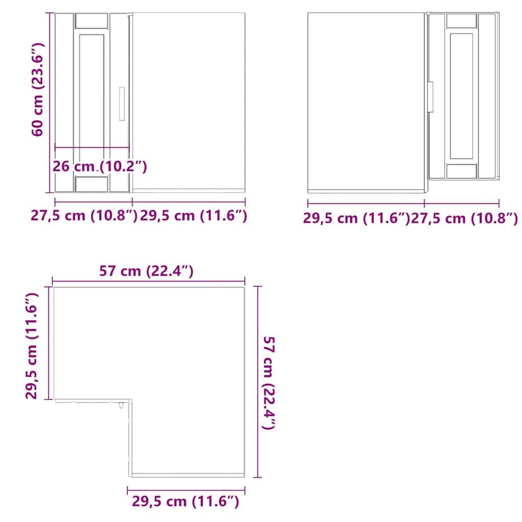 Kitchen Wall Corner Cabinet Porto White Engineered Wood