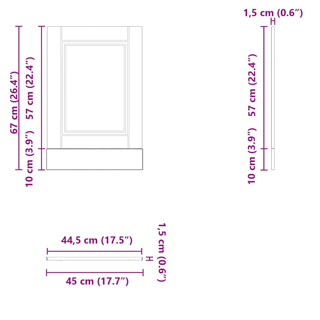 Dishwasher Panel Porto White 45x1.5x67 cm Engineered Wood