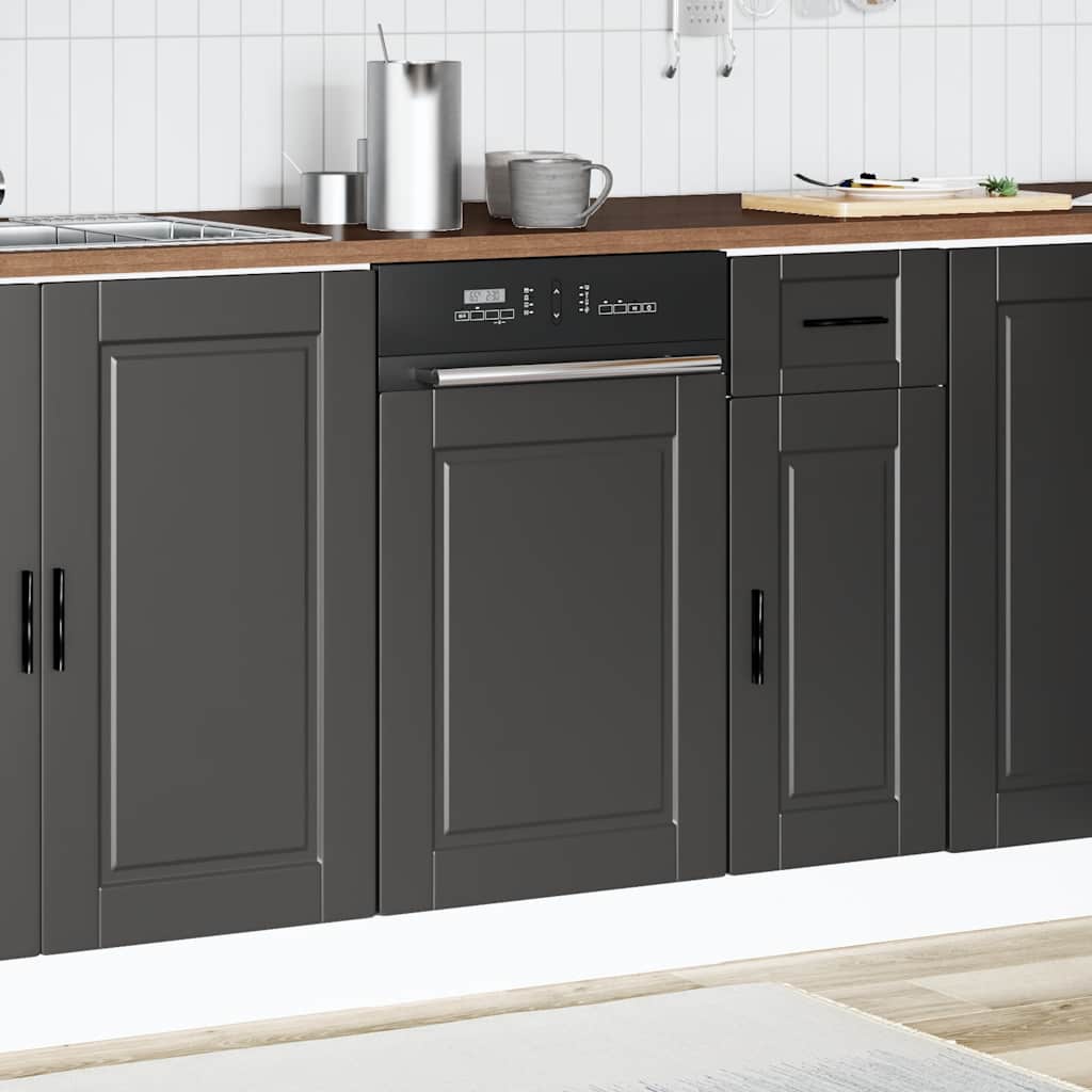 Dishwasher Panel "Porto" Black 45x1,5x67 cm Engineered Wood