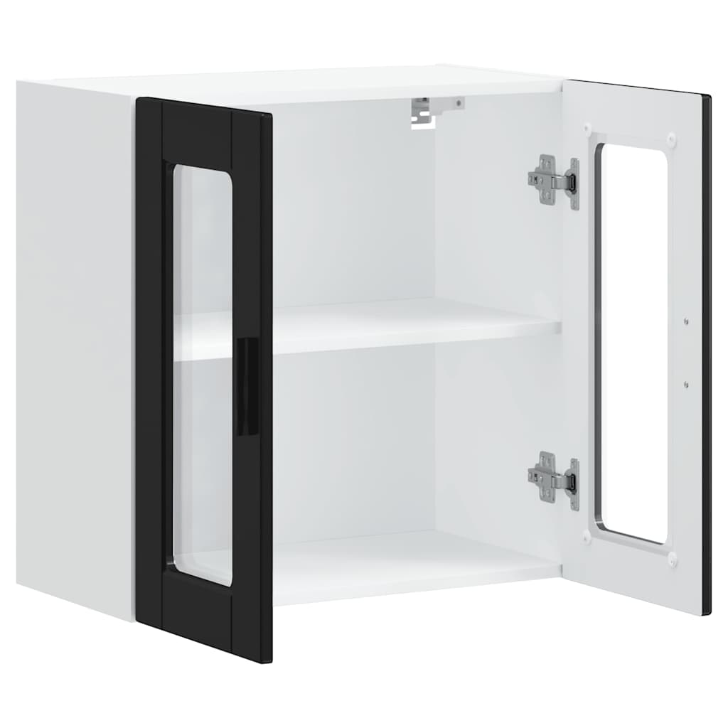 Kitchen Wall Cabinet with Glass Door "Porto" Black