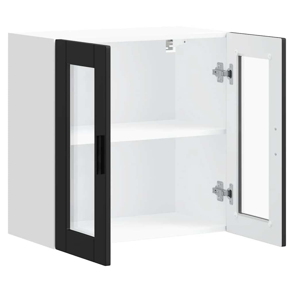 Kitchen Wall Cabinet with Glass Door "Porto" Black