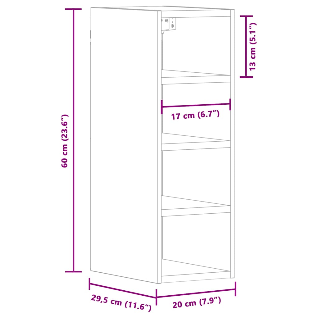 Hanging Cabinet "Riga" White 20x29,5x60 cm Engineered Wood