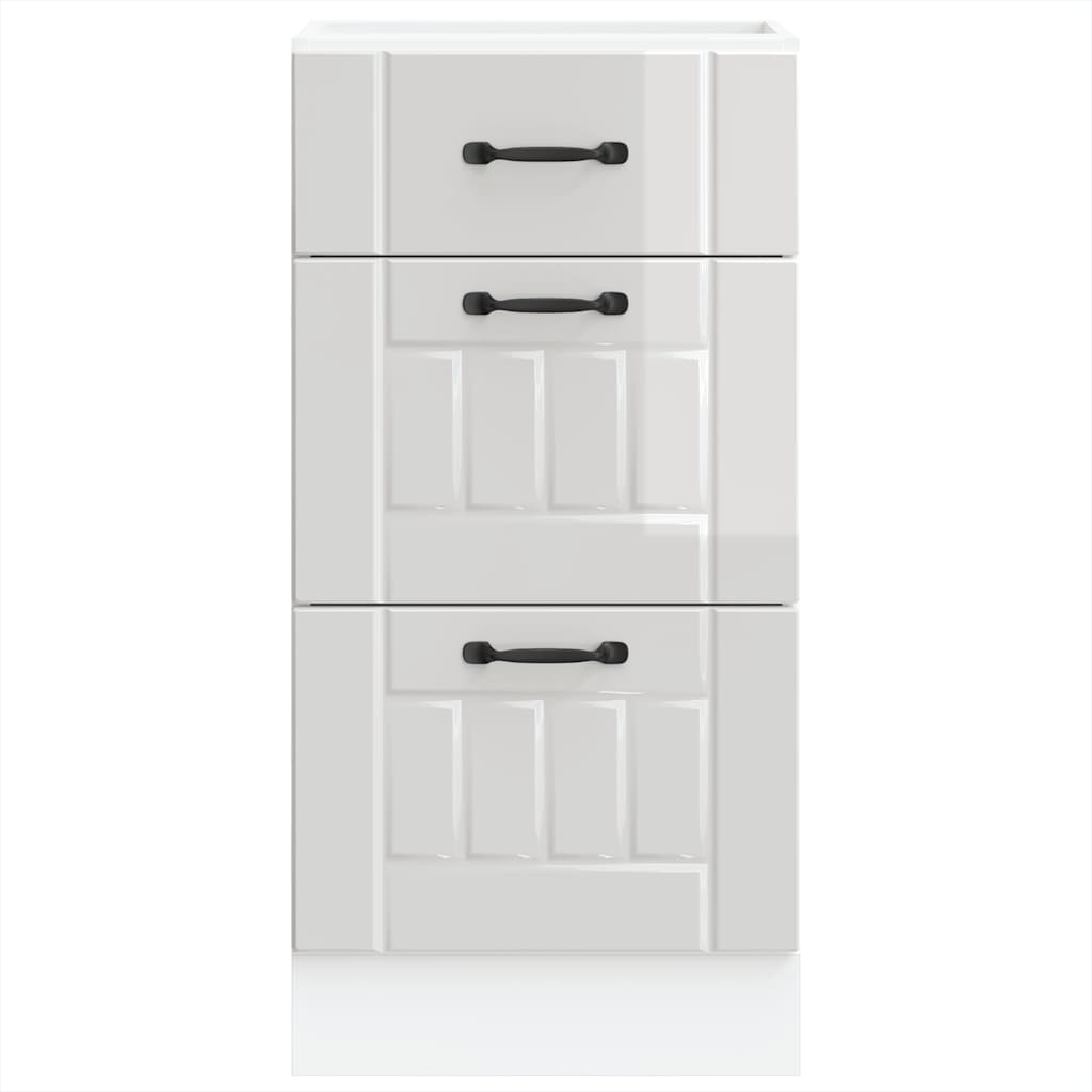 Kitchen Base Cabinet "Lucca" High Gloss White Engineered Wood