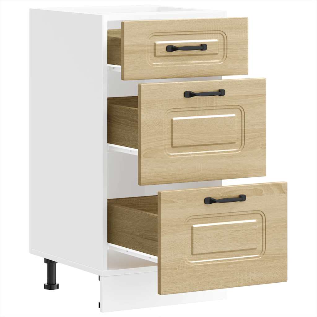 Kitchen Base Cabinet "Kalmar" High Gloss White Engineered Wood