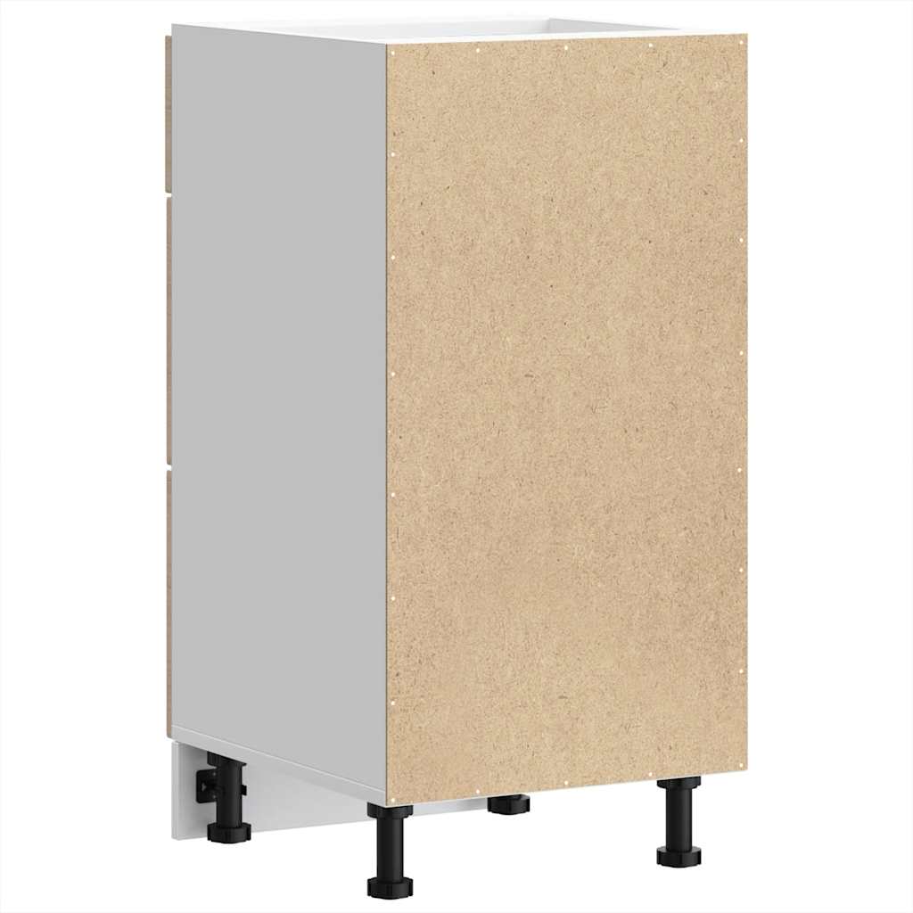 Kitchen Base Cabinet "Kalmar" High Gloss White Engineered Wood