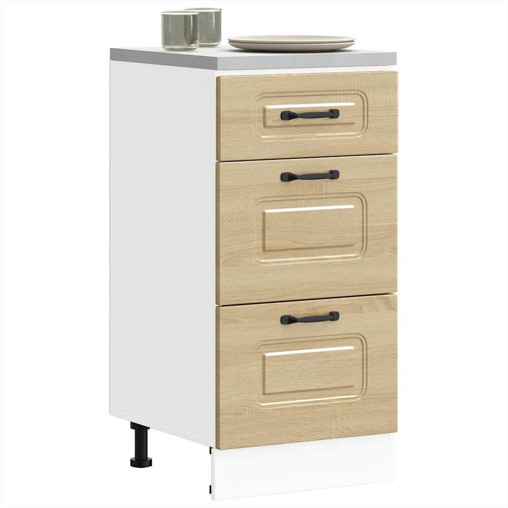 Kitchen Base Cabinet "Kalmar" High Gloss White Engineered Wood