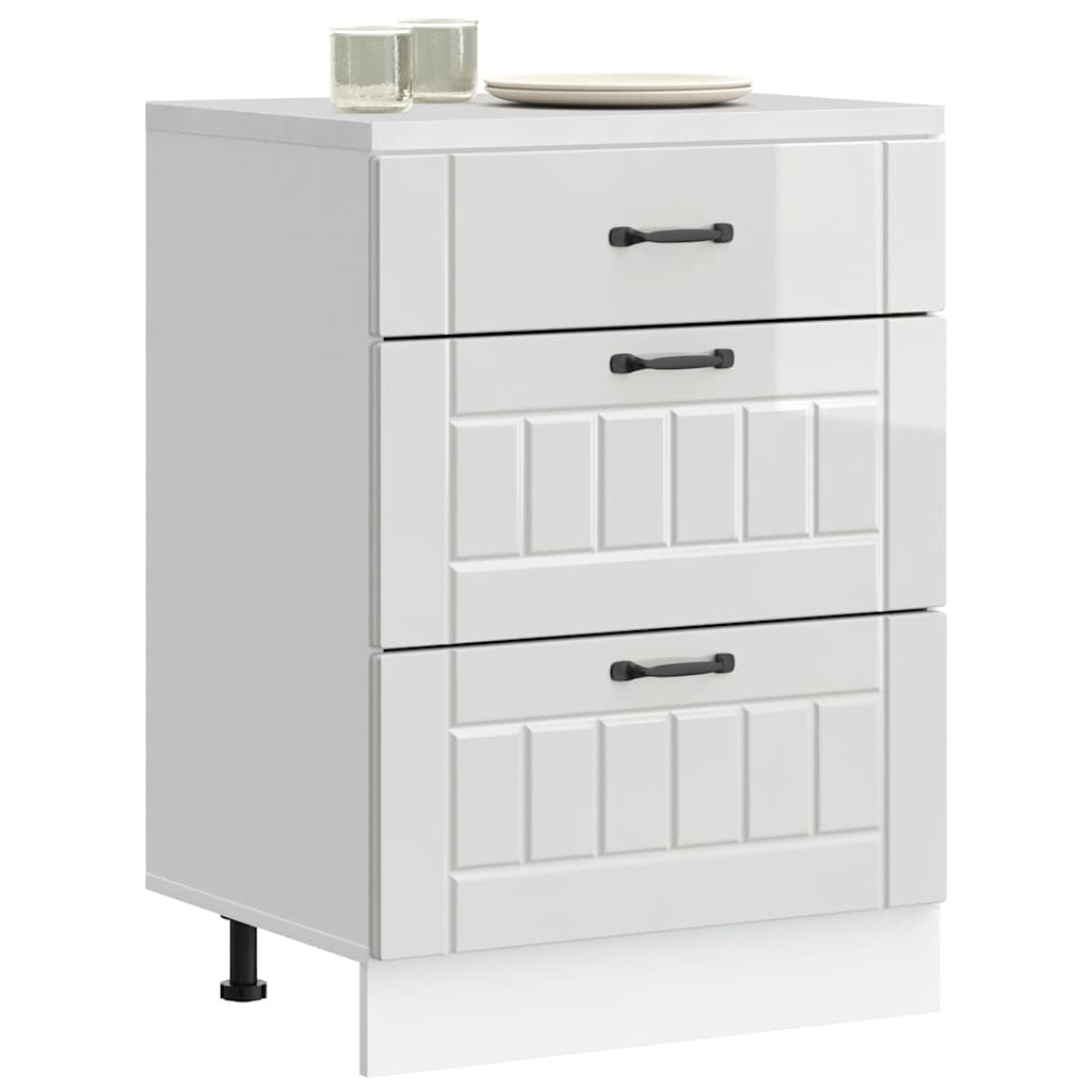 Kitchen Base Cabinet "Lucca" High Gloss White Engineered Wood