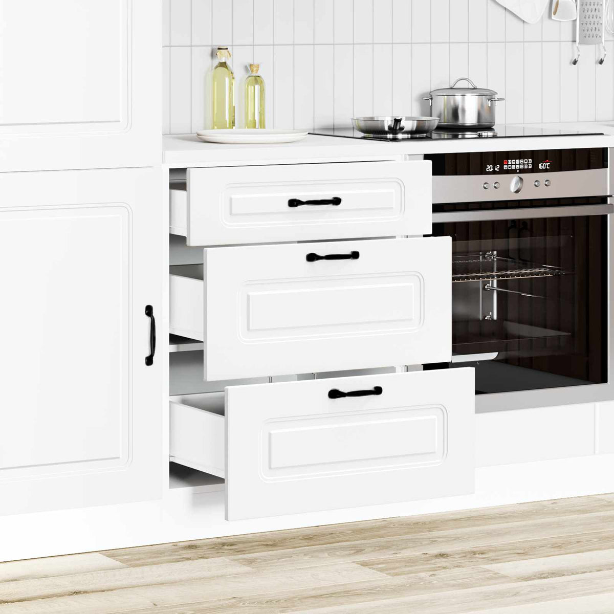Kitchen Base Cabinet Kalmar White Engineered Wood