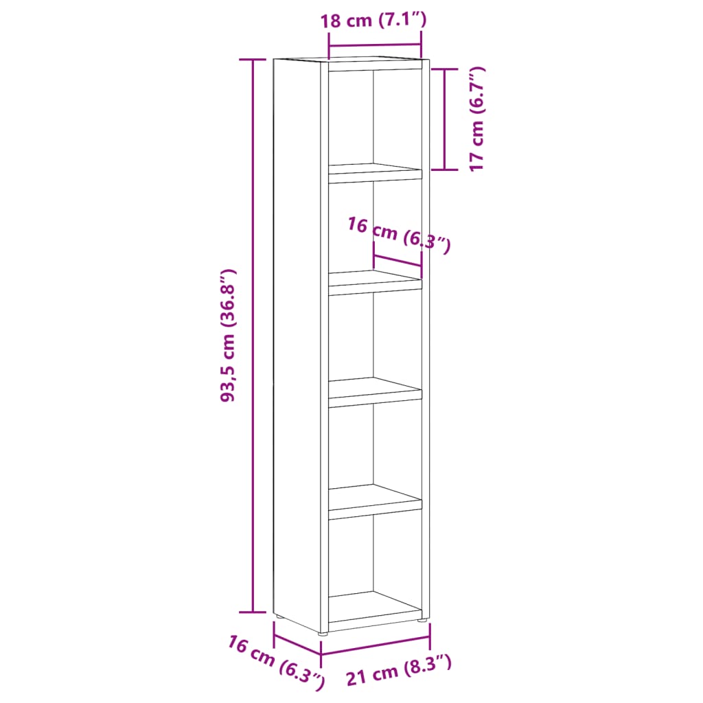 CD Cabinets 2 pcs Old Wood 21x16x93.5 cm Engineered Wood