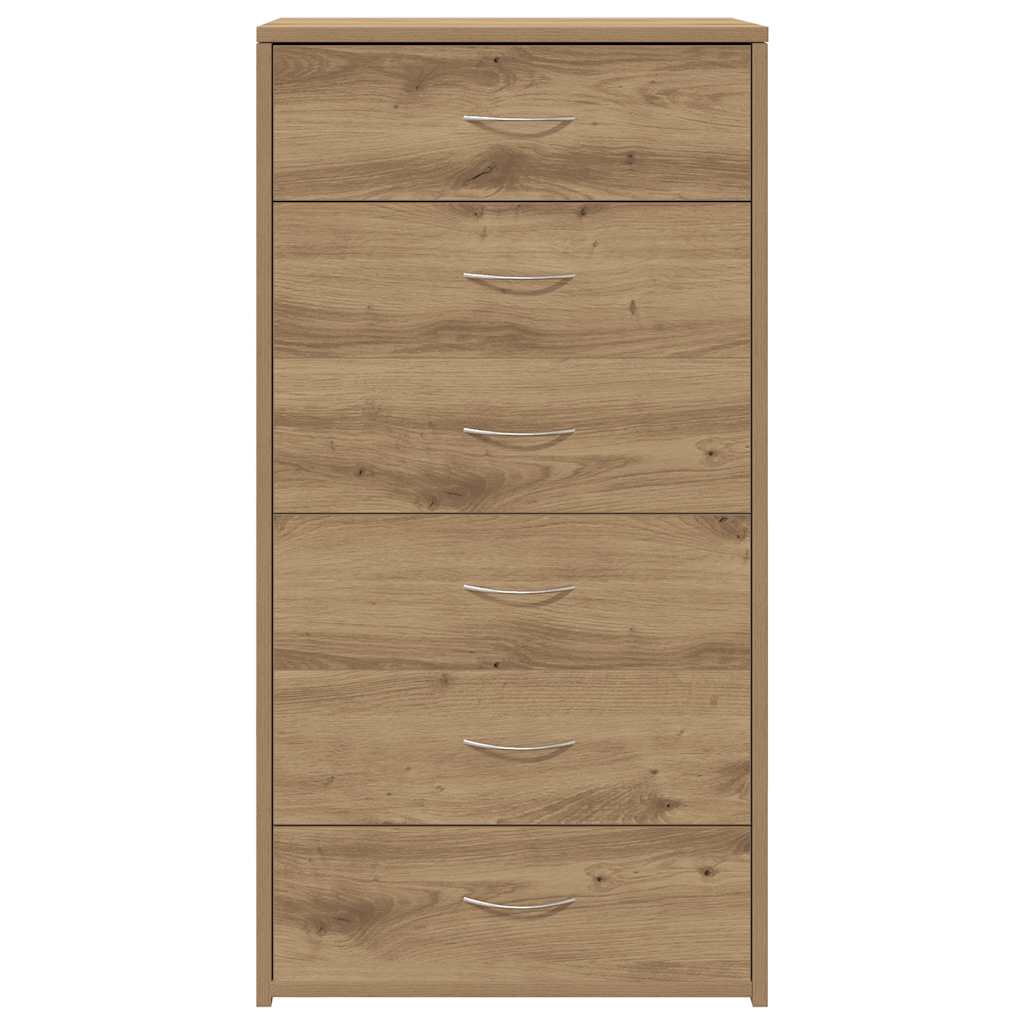 Sideboard with 6 Drawers Artisan Oak 50x34x96 cm Engineered Wood
