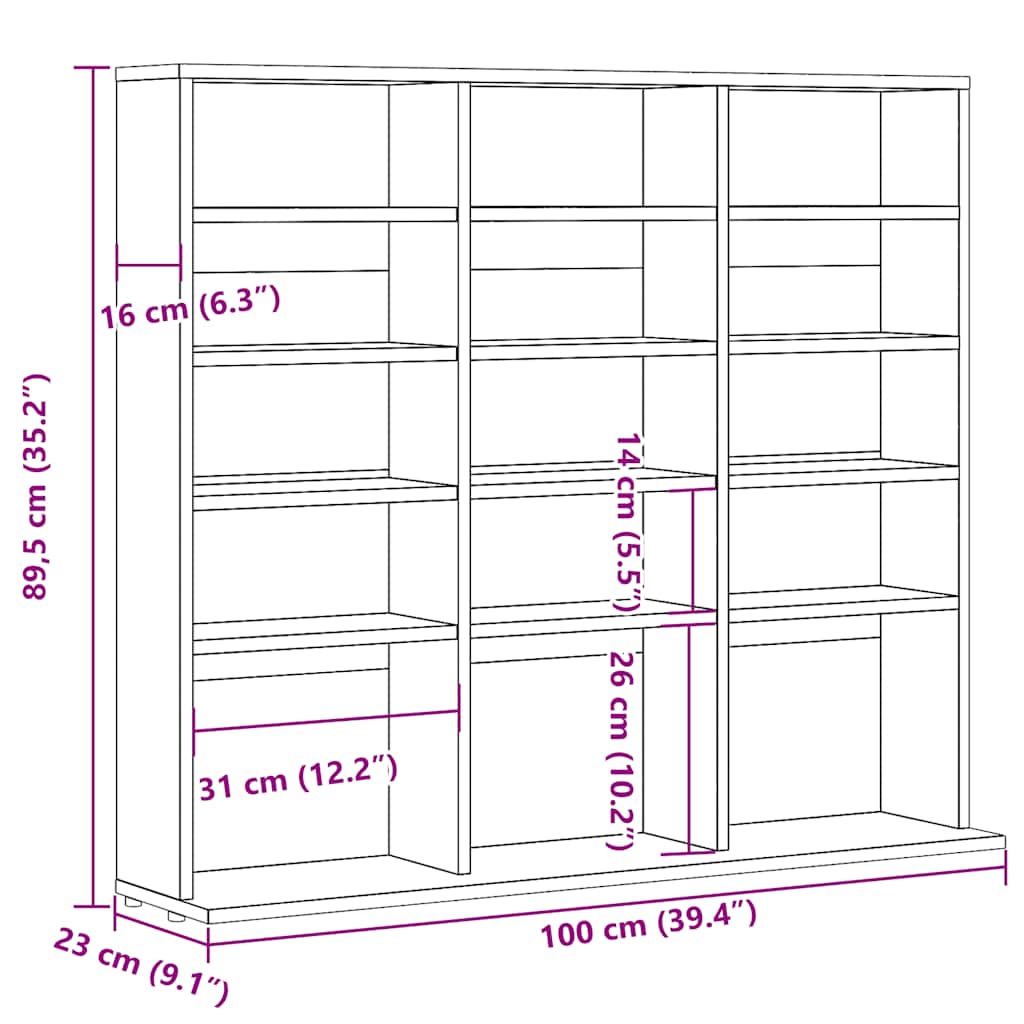 CD Cabinet Artisan Oak 100x23x89.5 cm Engineered Wood
