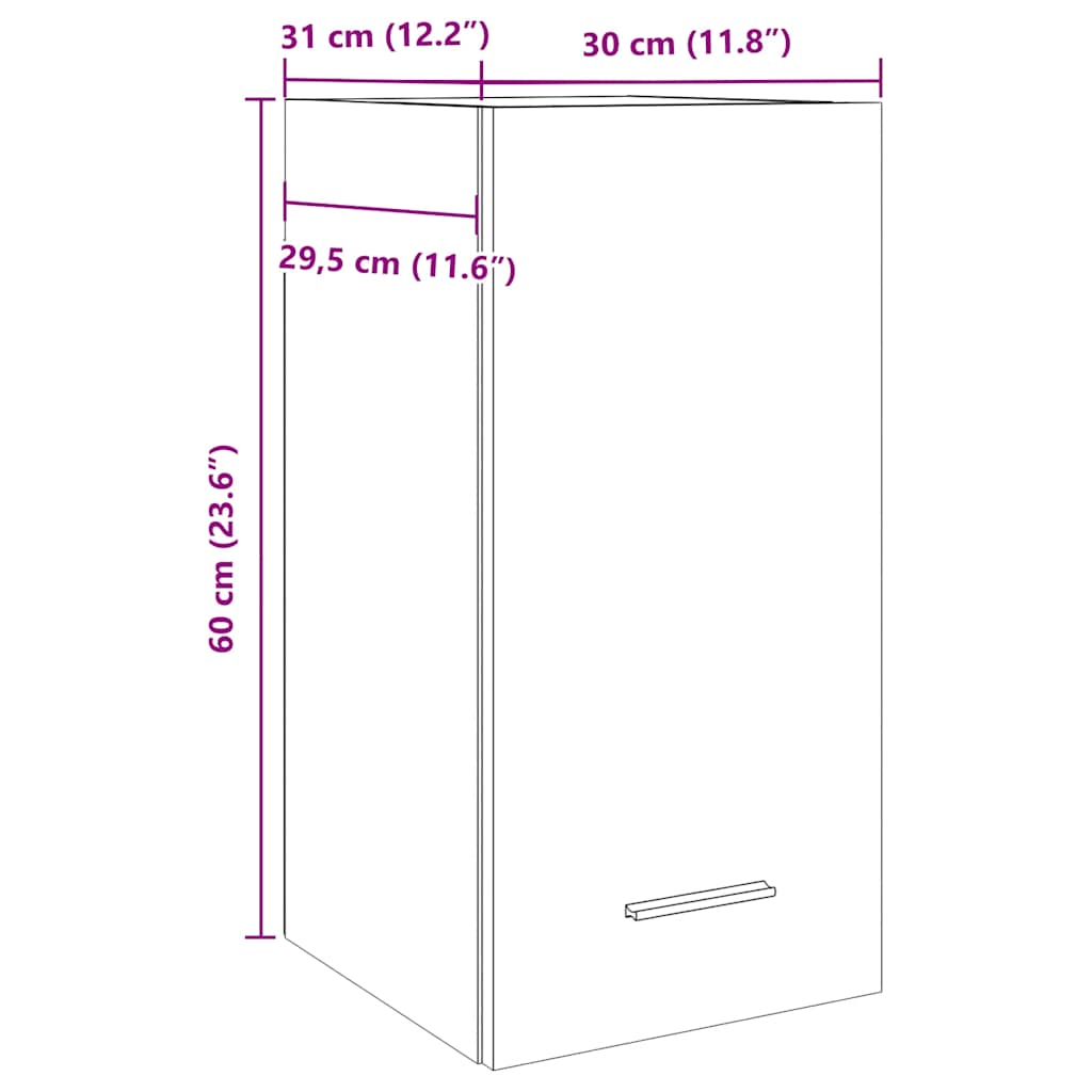 Hanging Cabinet "Lyon" Concrete Grey 30x31x60 cm Engineered Wood