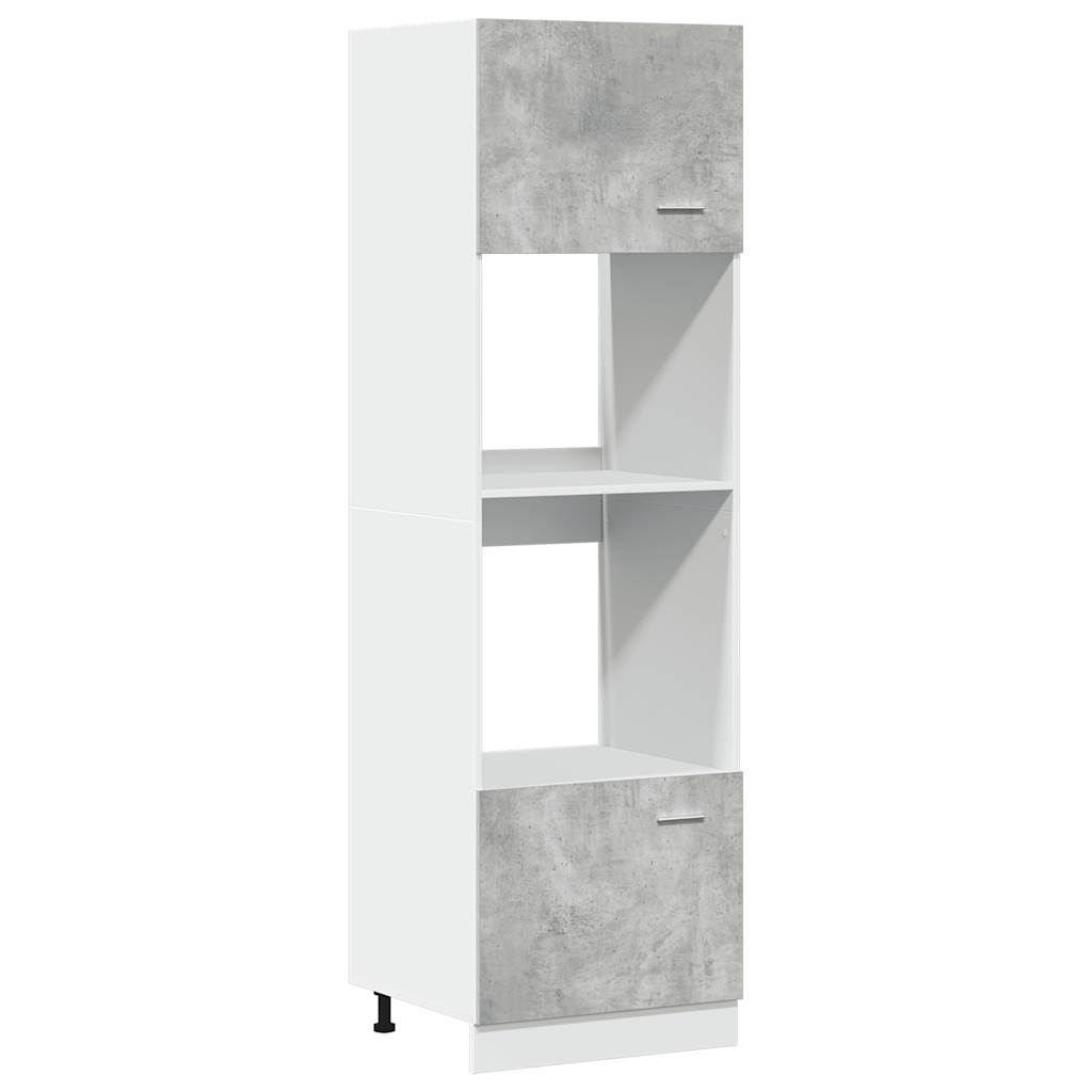 Microwave Cabinet Concrete Grey 60x57x207 cm Engineered Wood